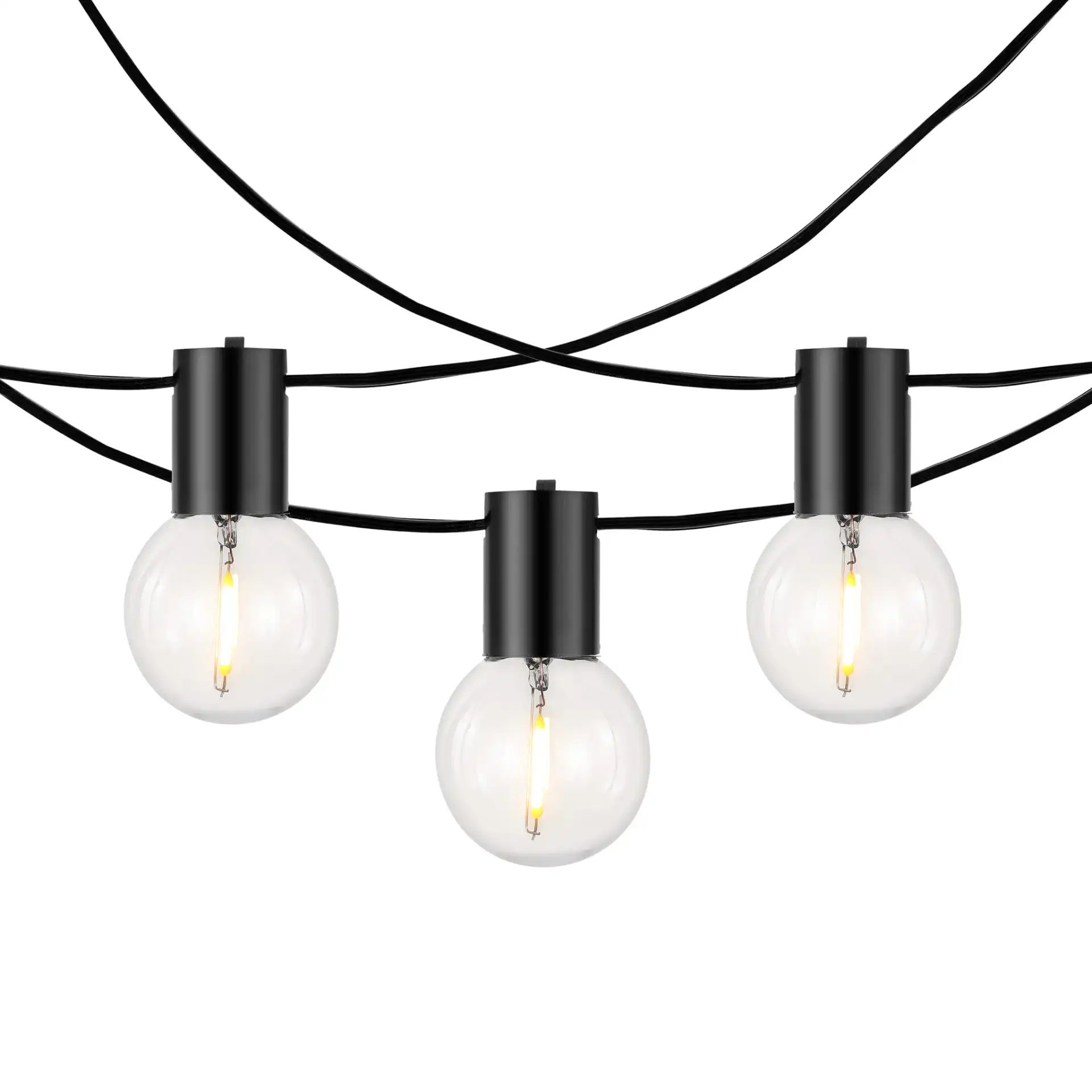 Huron Led Outdoor String Light in Black, detail view