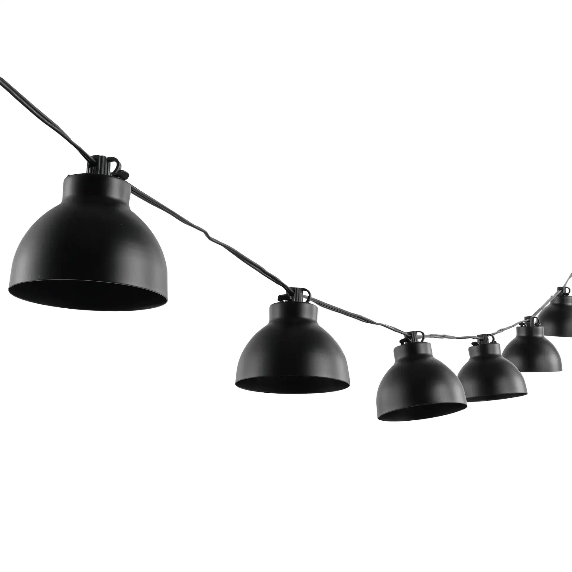 Claudie Led Outdoor String Light in Black, detail view