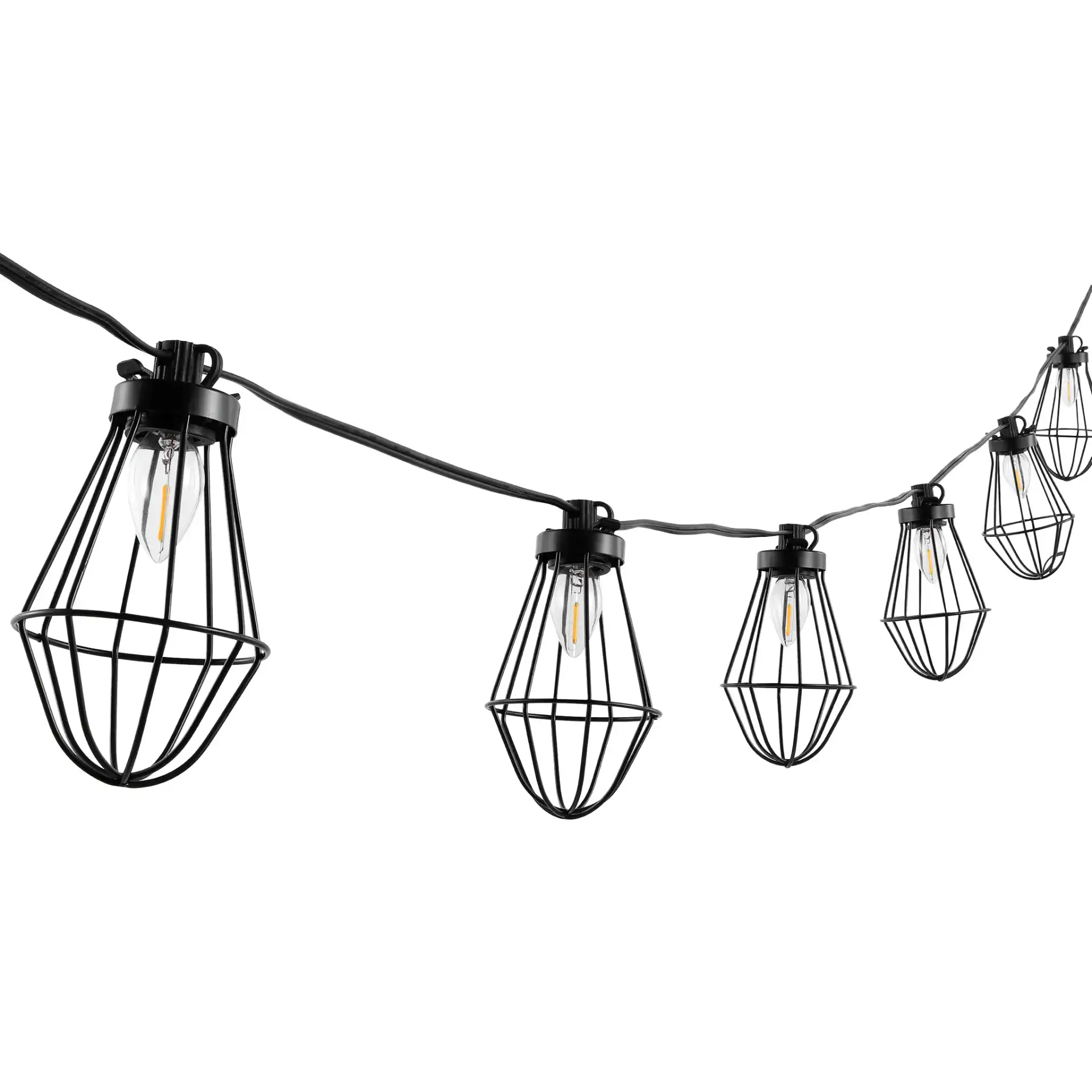 Ellina Led Outdoor String Light in Black, detail view
