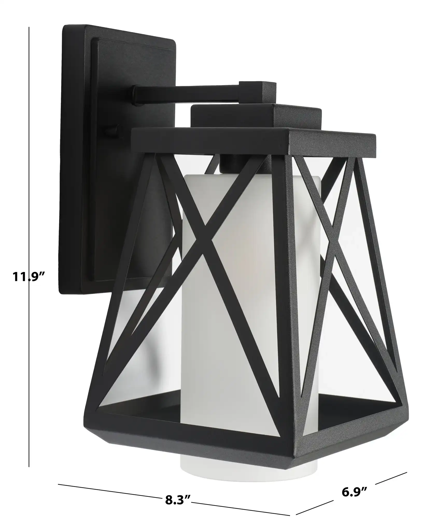 Braith Outdoor Wall Sconce (Set of 2) in Black, detail view