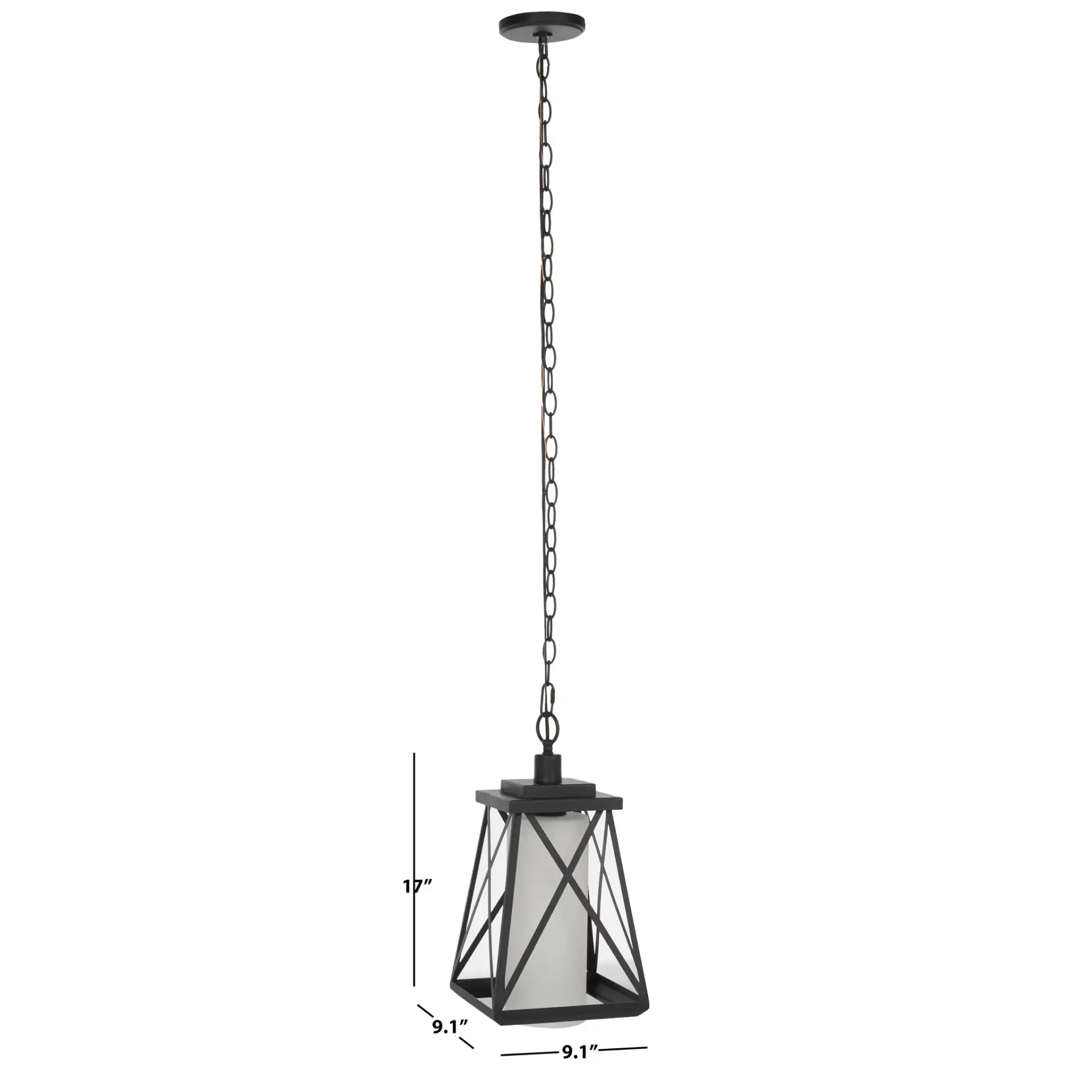 Braith Outdoor Pendant in Black, detail view