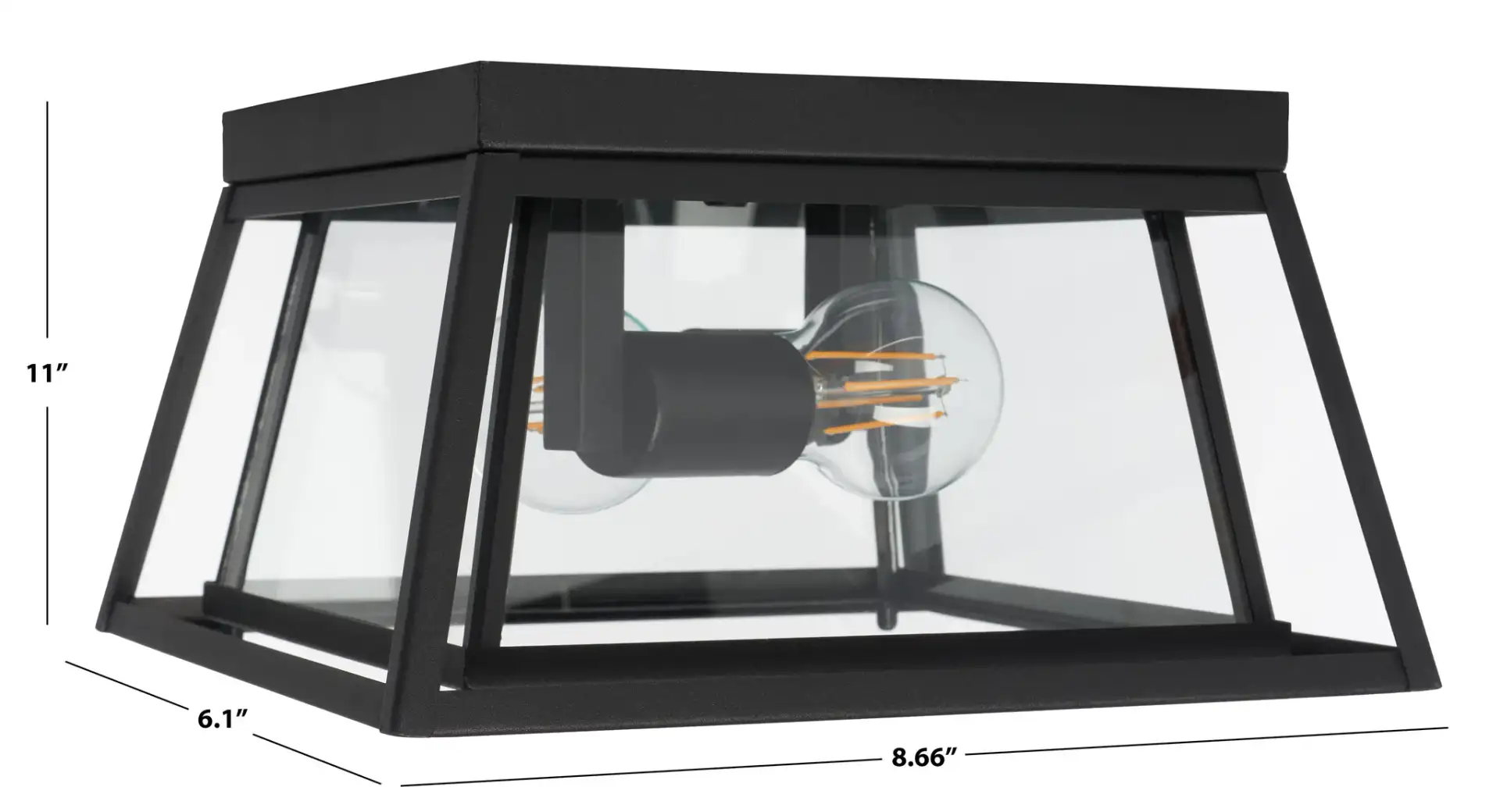 Rydler Outdoor Flush Mount in Black, detail view