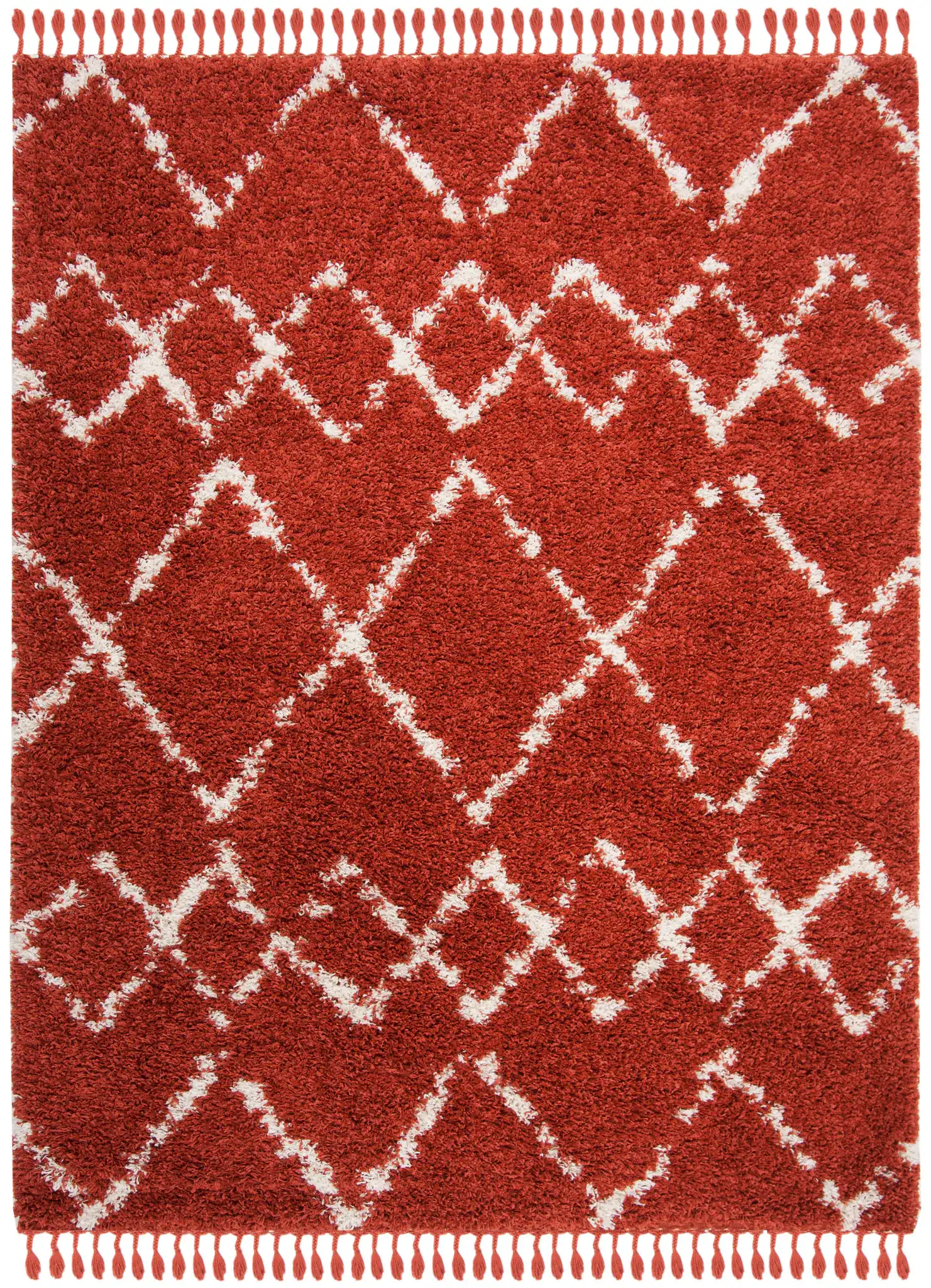 Pro Lux Diamond Lattice Shag Rug in Rust / Cream