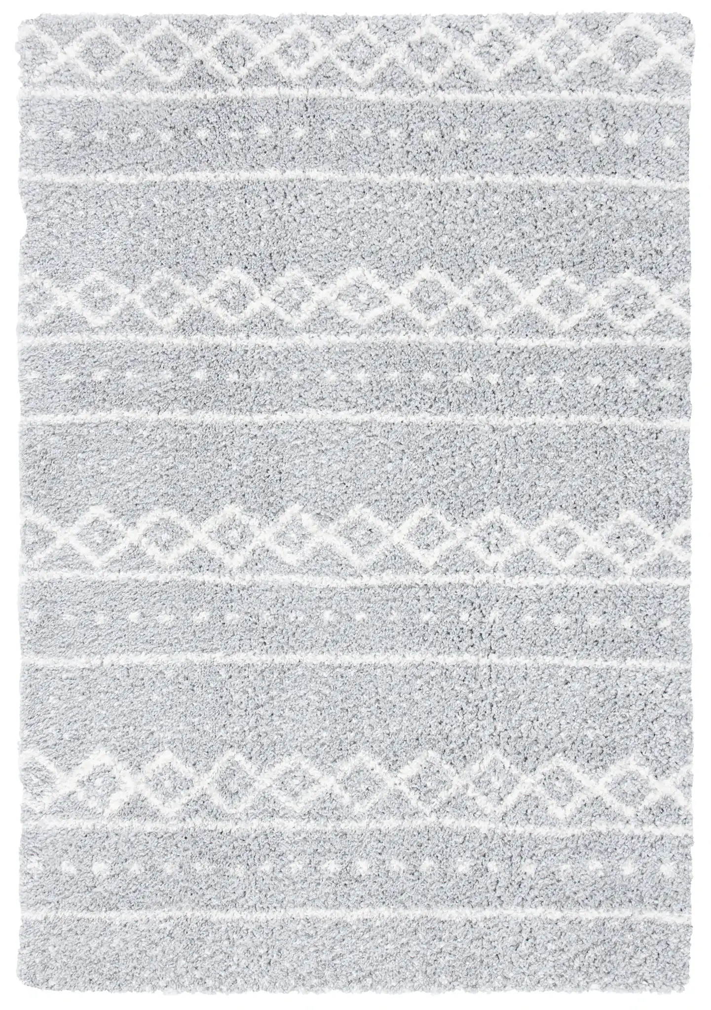 Parma Banded Moroccan Shag Rug in Gray / Ivory