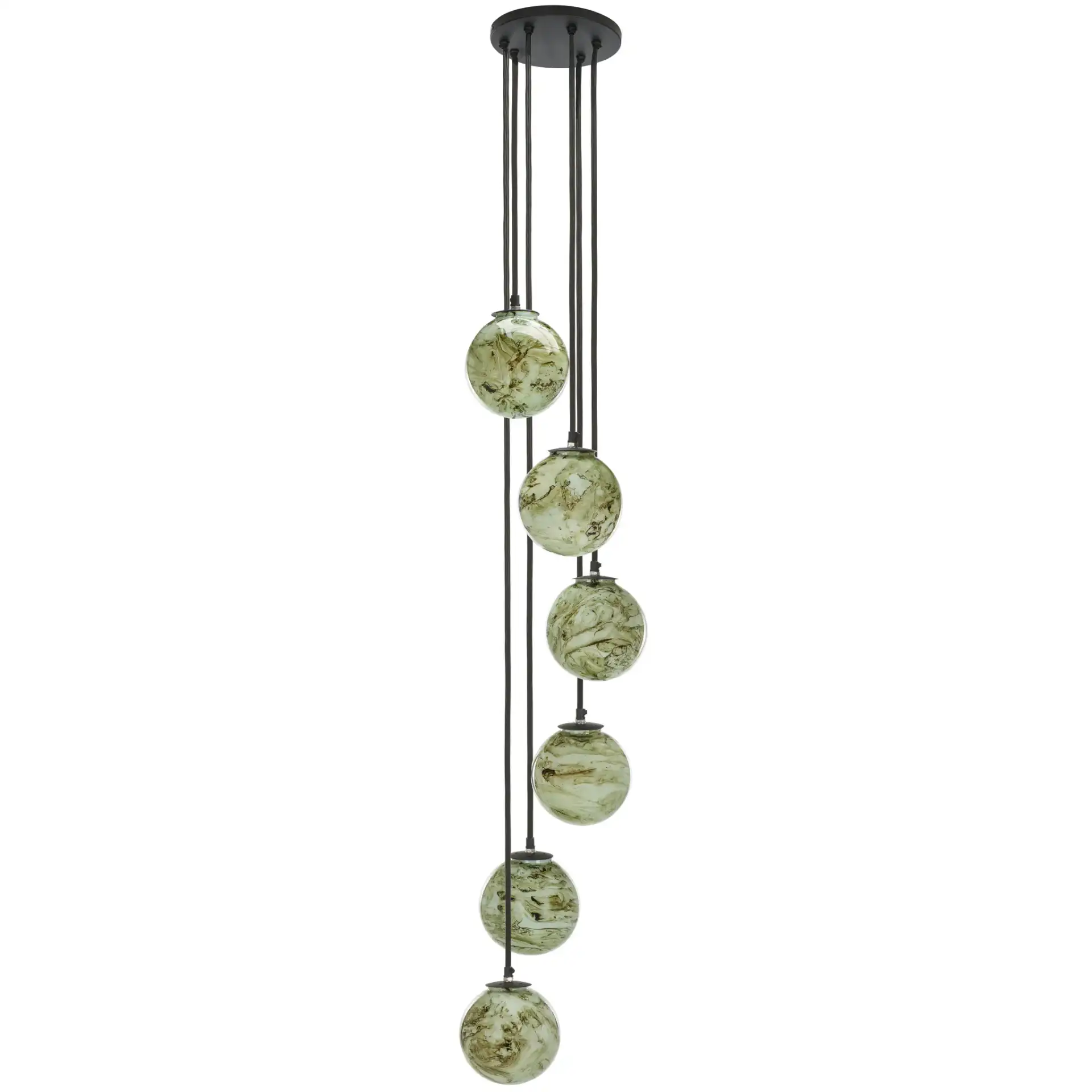 Hallie Six-Light Pendant in Black / Multicolor, detail view