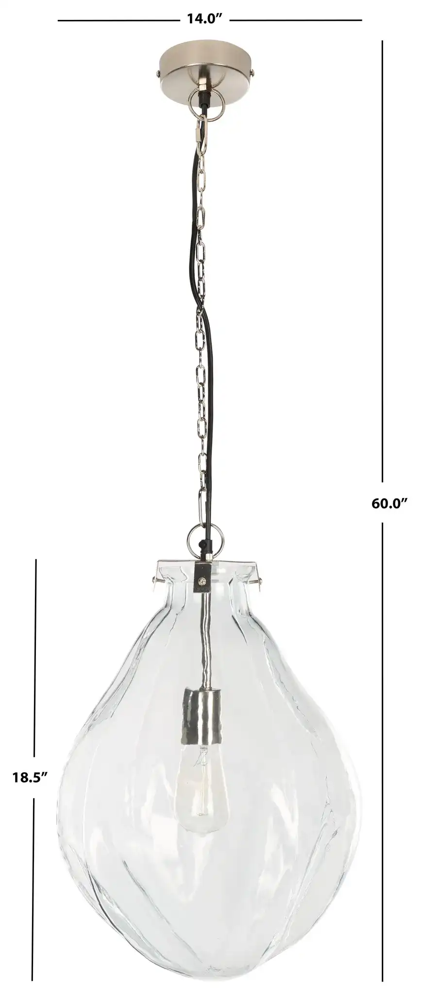 Kinney Pendant in Clear / Nickel, detail view