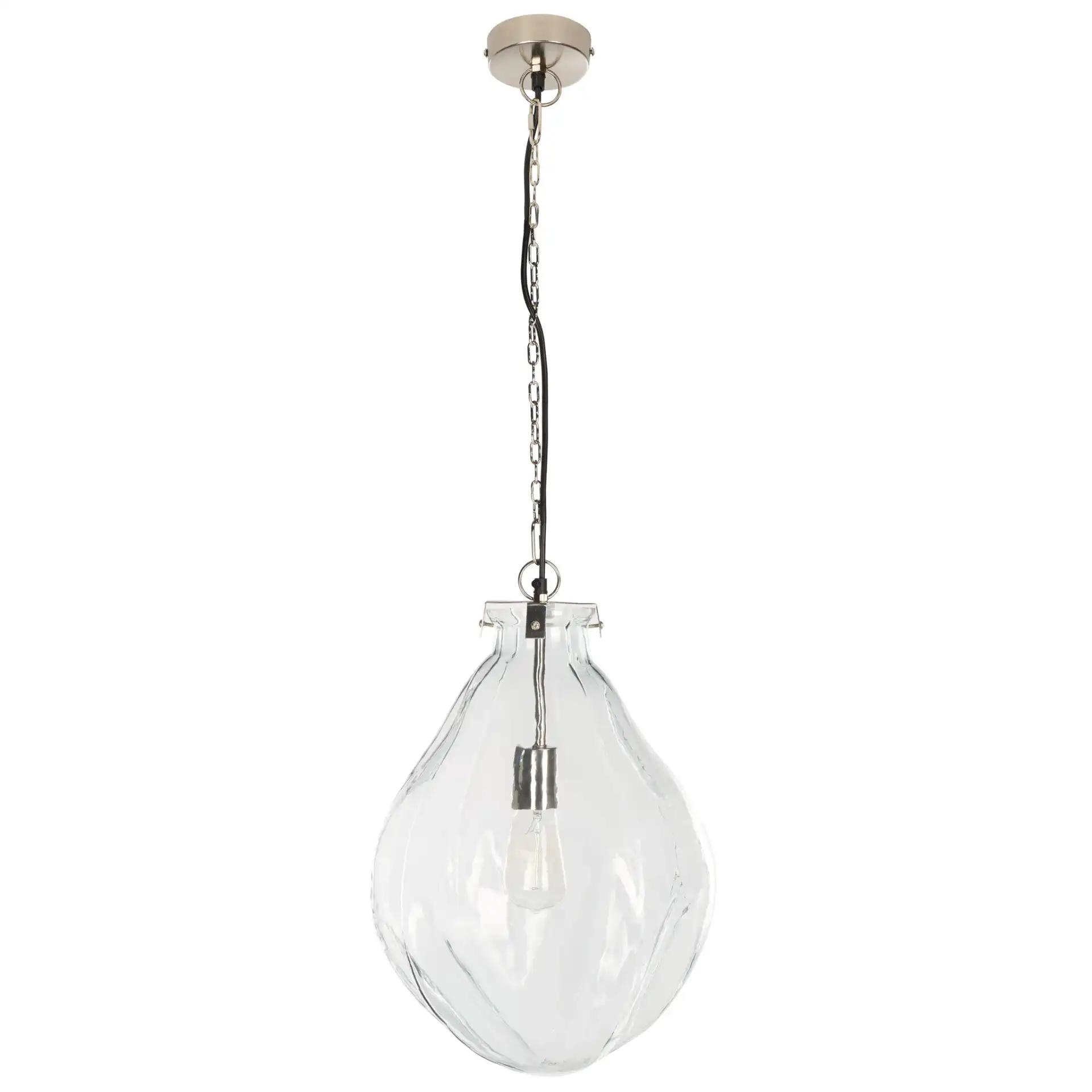 Kinney Pendant in Clear / Nickel, detail view