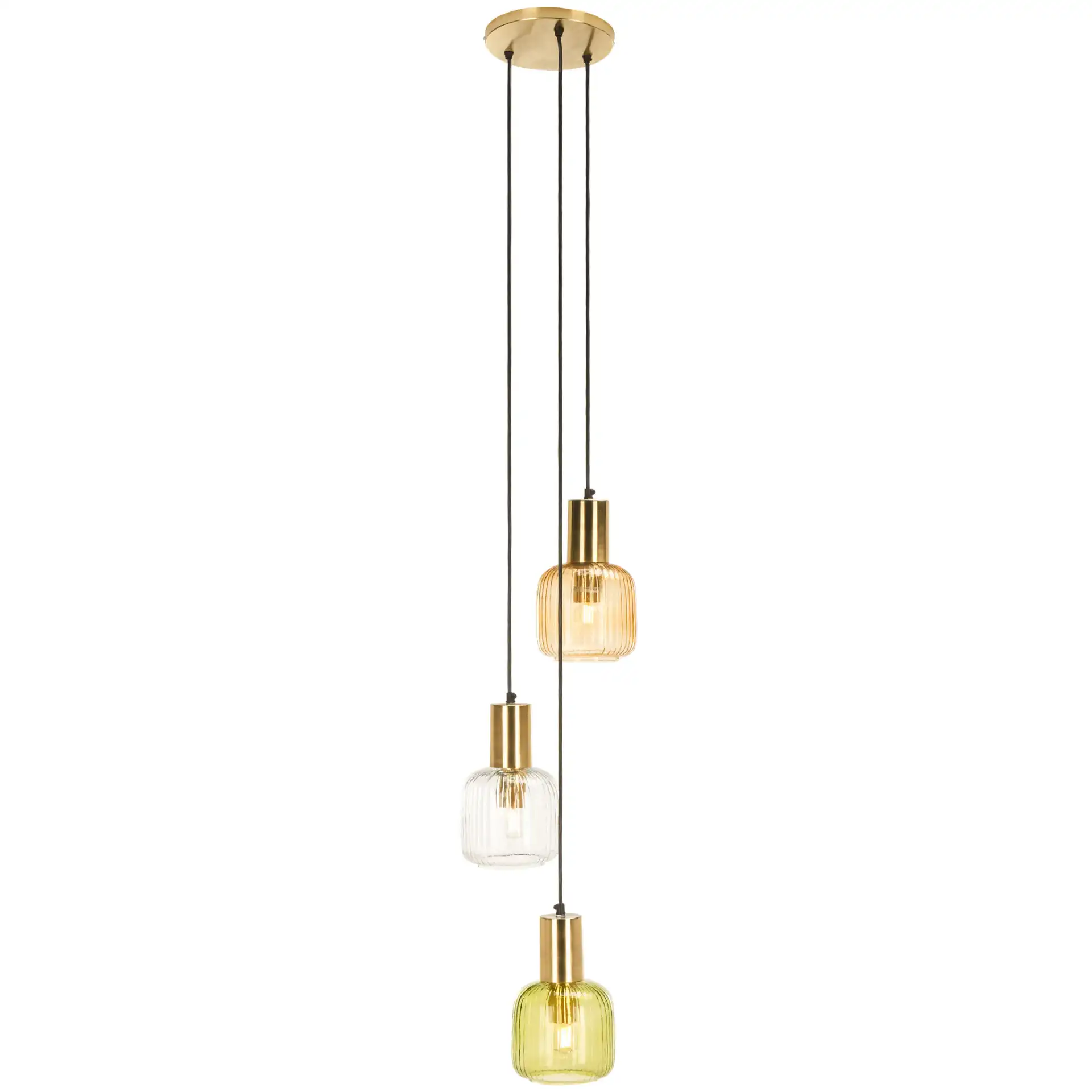 Rhea Three-Light Pendant in Multicolor / Gold