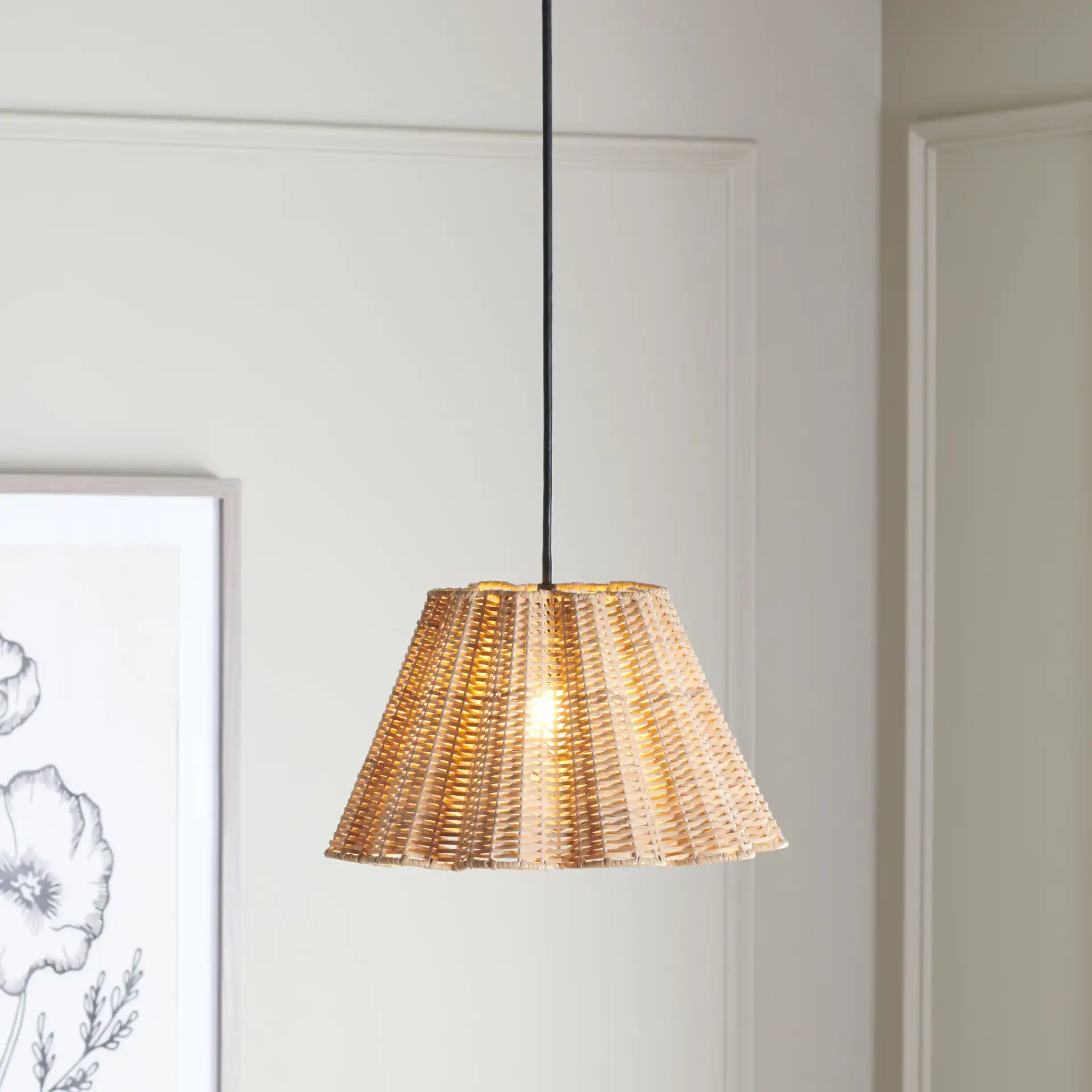 Melora Pendant in Natural in a styled room