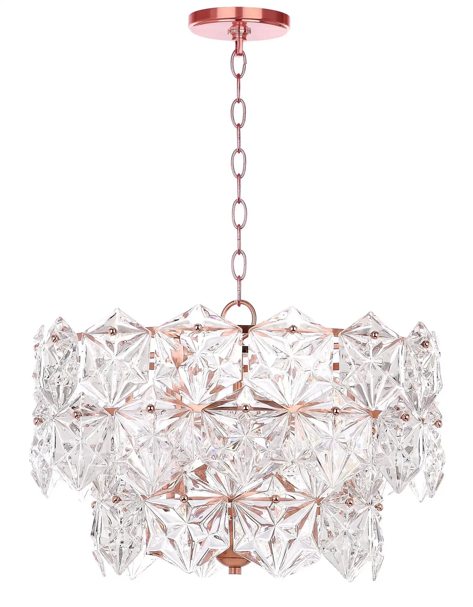 Sia Four-Light Pendant in Clear / Copper, detail view