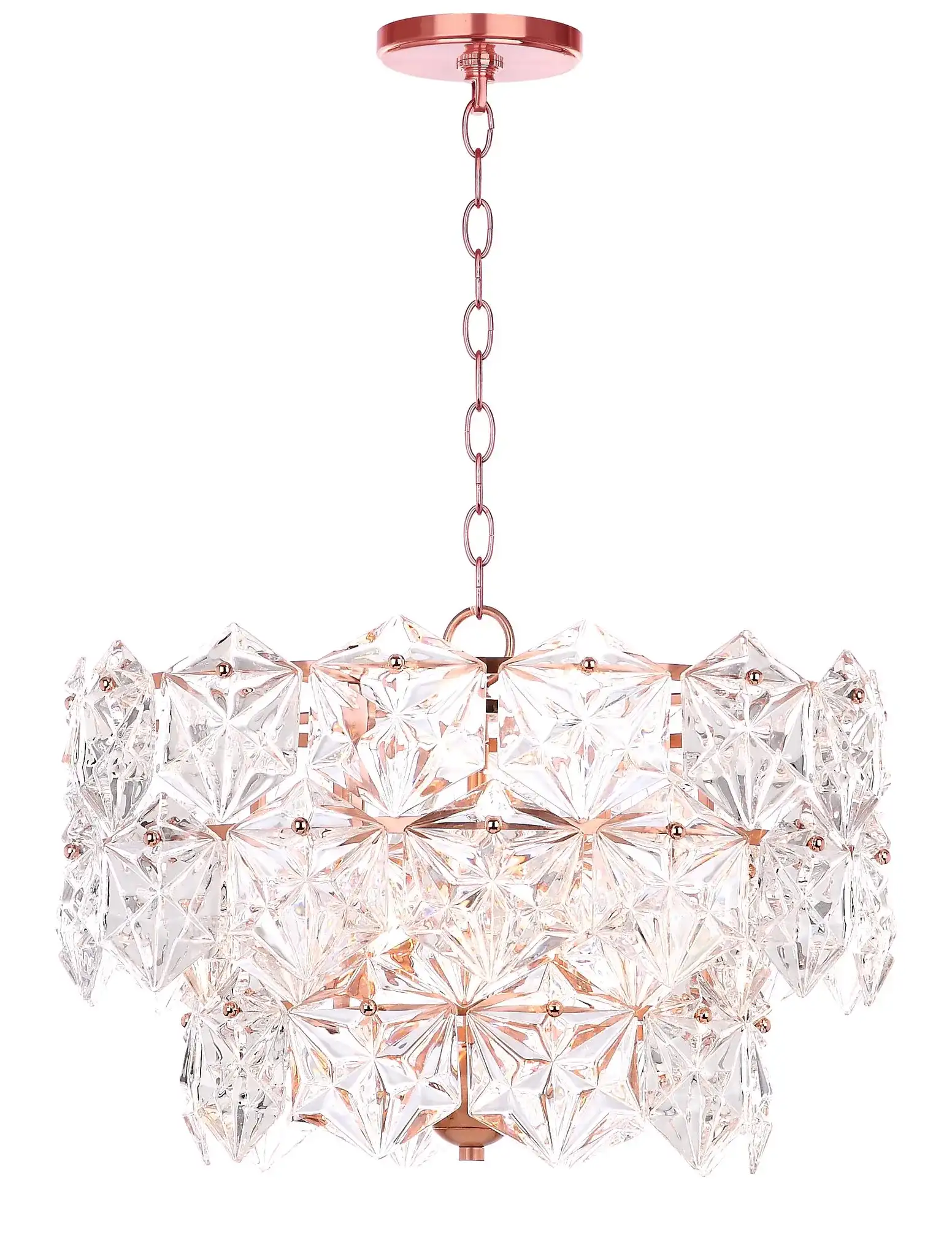Sia Four-Light Pendant in Clear / Copper