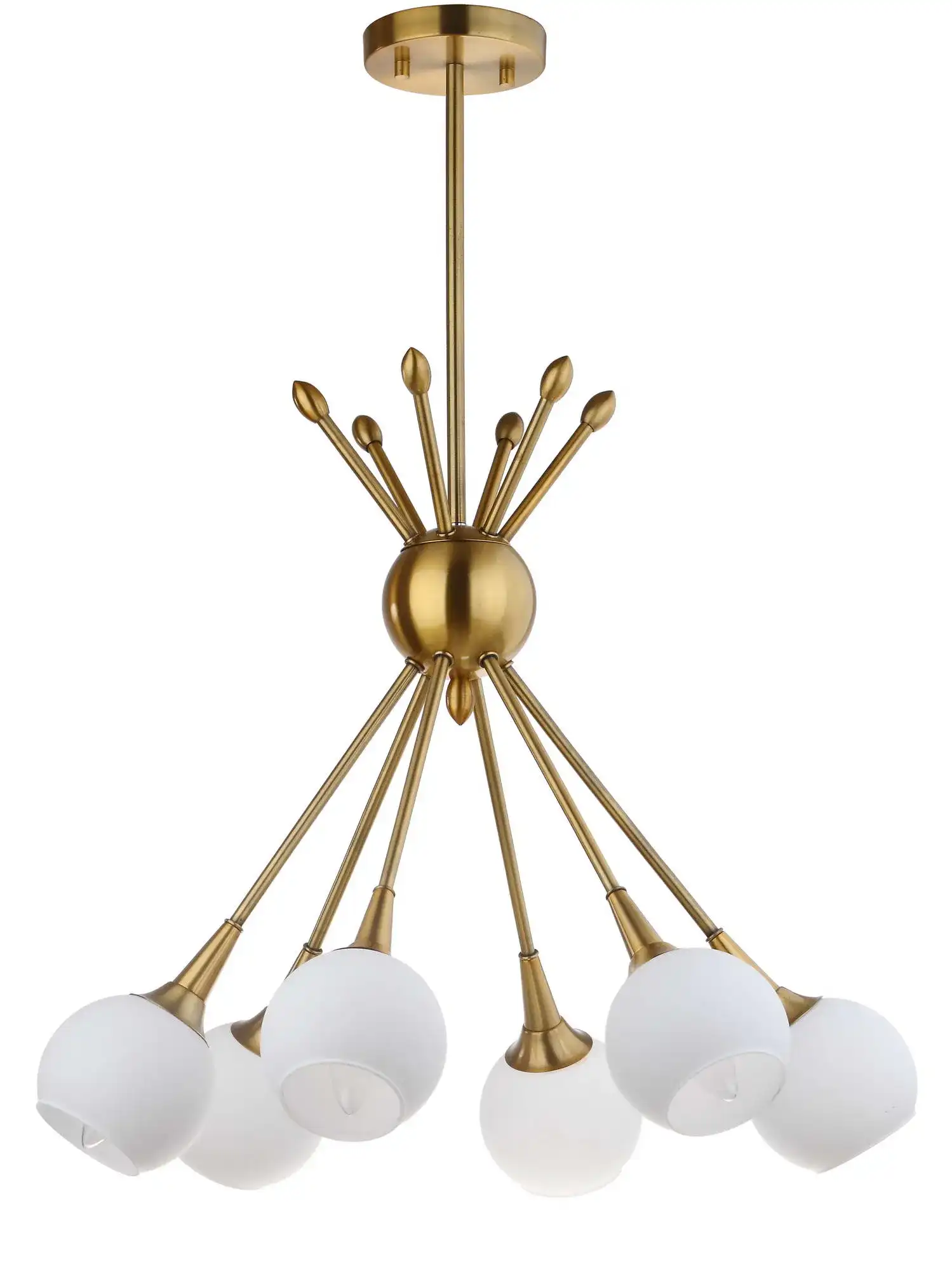 Justine Six-Light Pendant in Brass Gold, detail view