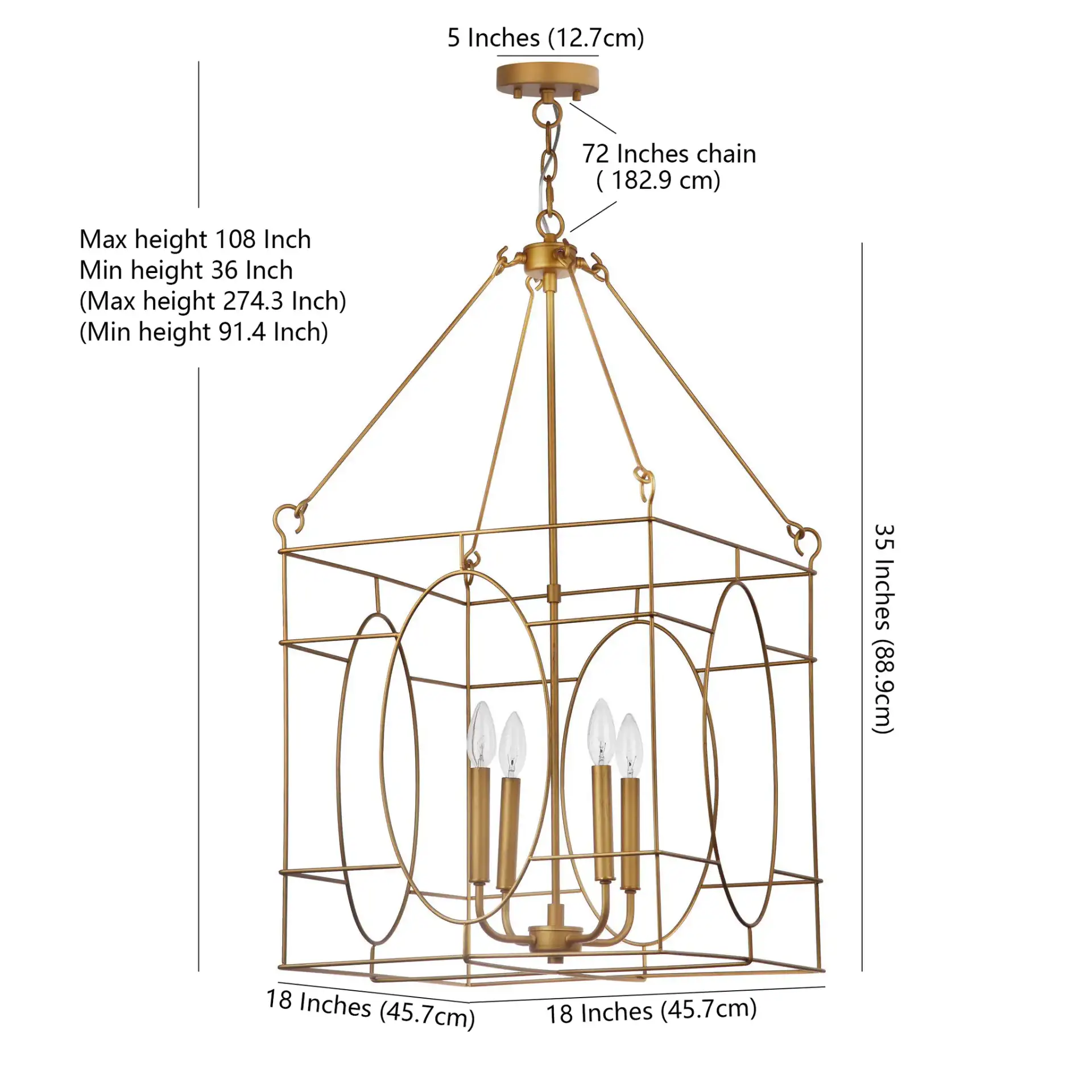 Margot Four-Light Pendant in Gold, detail view