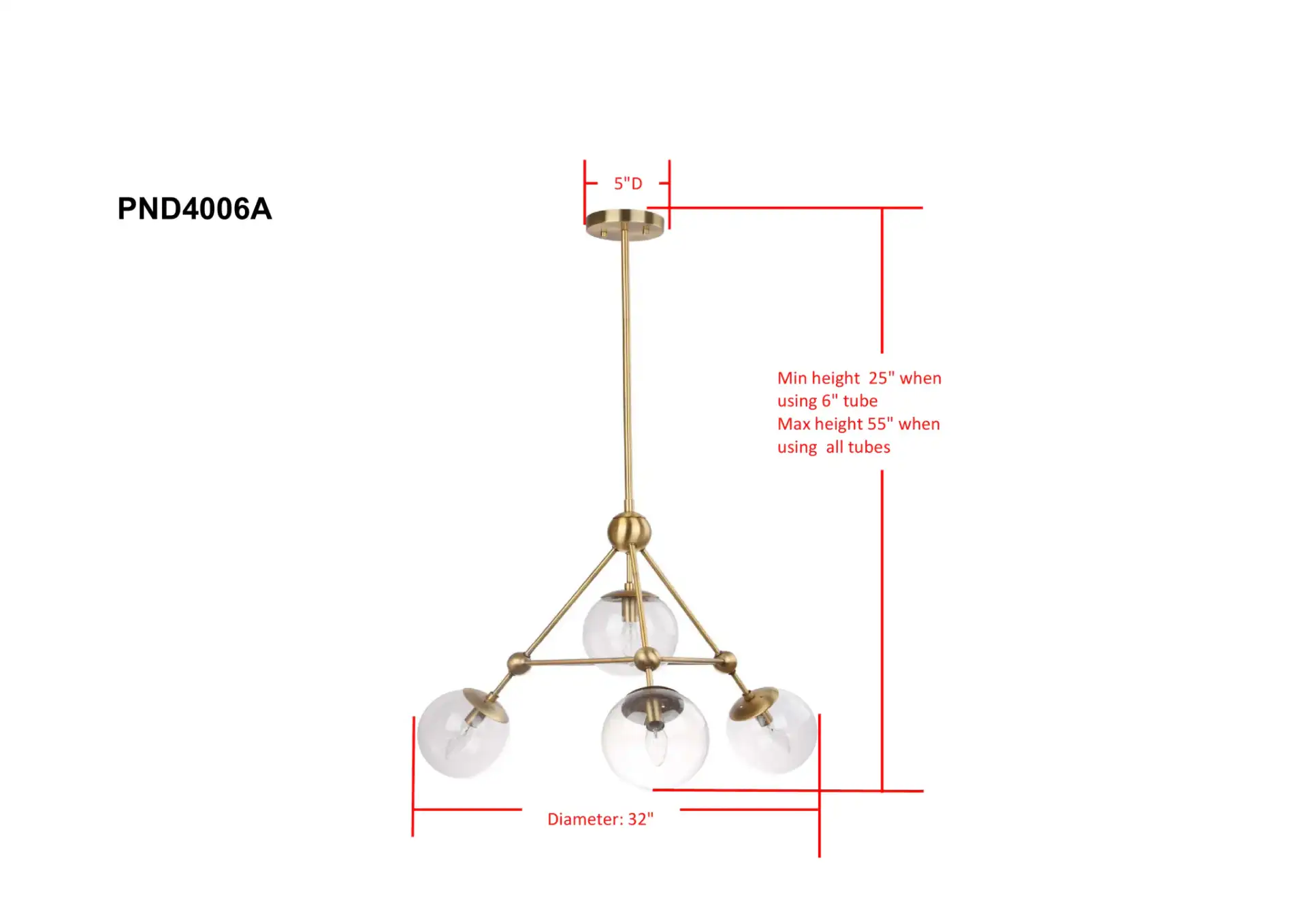 Bain Four-Light Pendant in Bronze, detail view