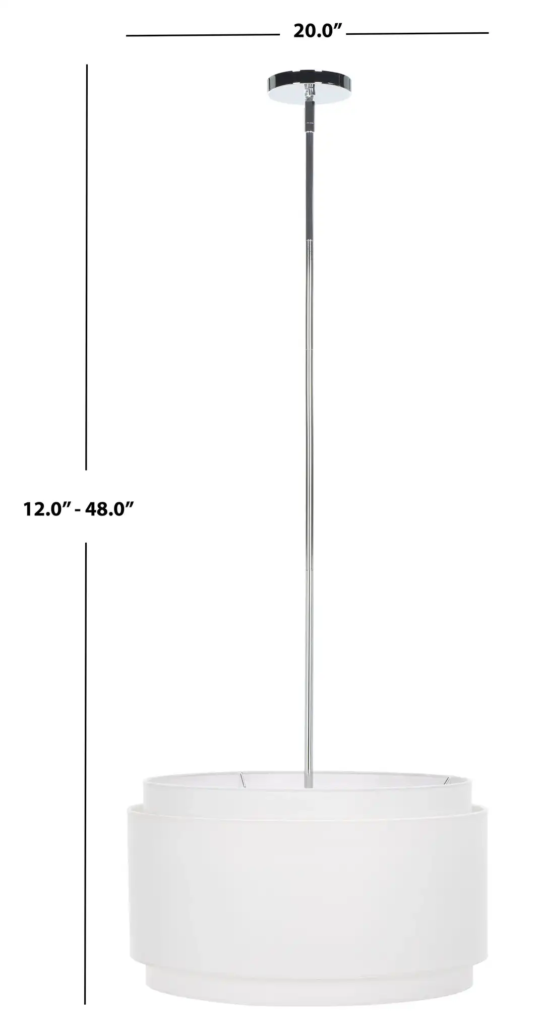 Piran Three-Light Pendant in Chrome / White, detail view