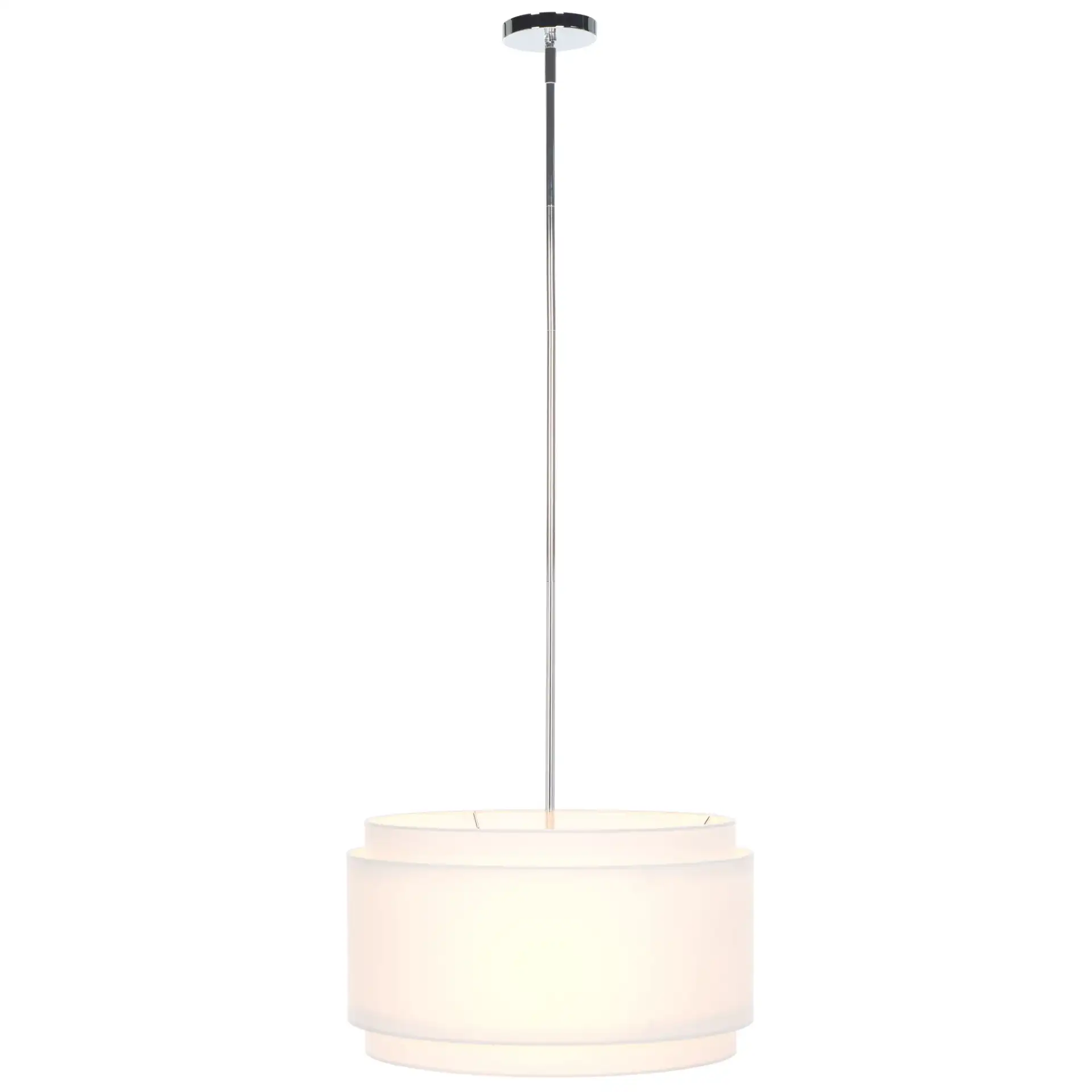 Piran Three-Light Pendant in Chrome / White