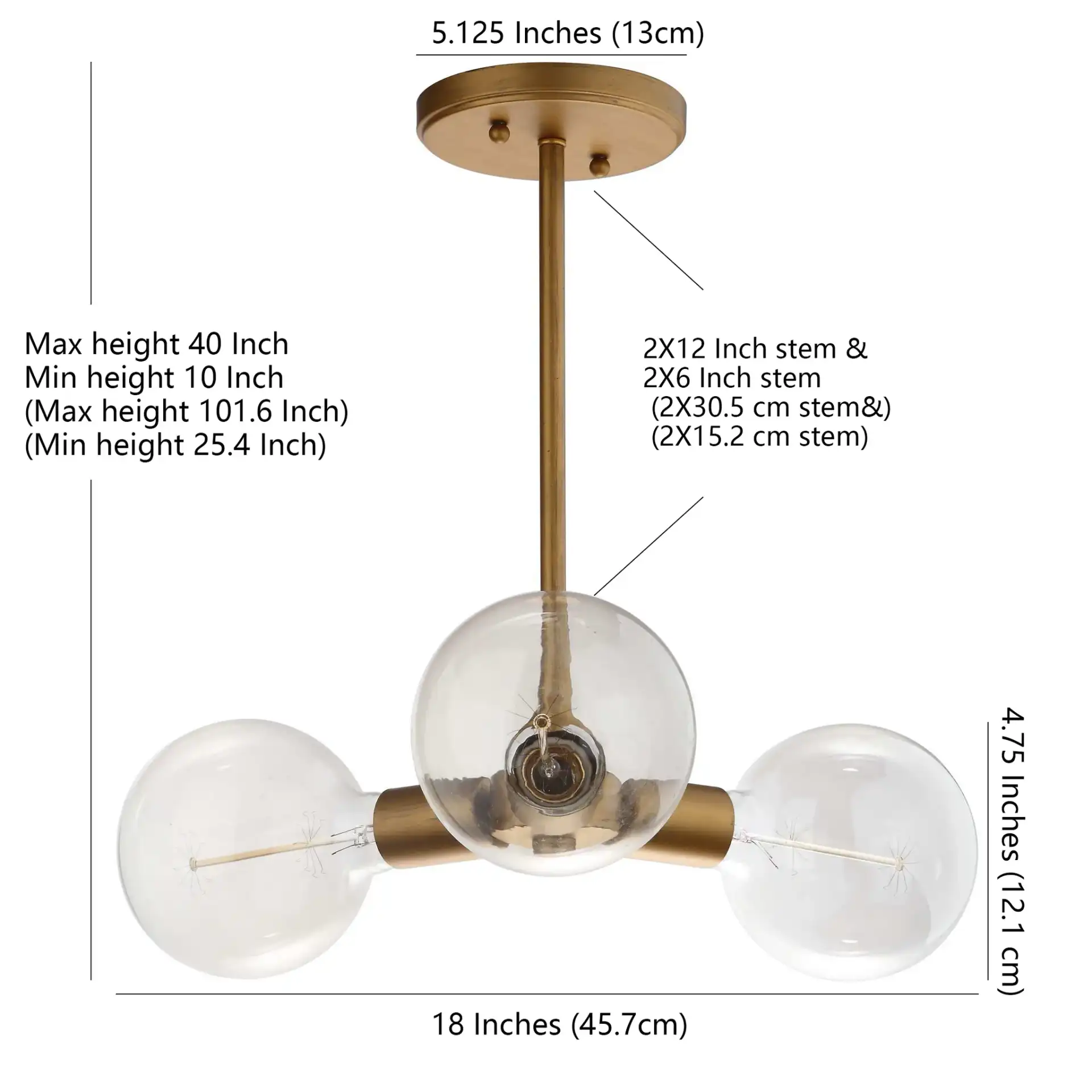 Harkin Three-Light Pendant in Gold, detail view