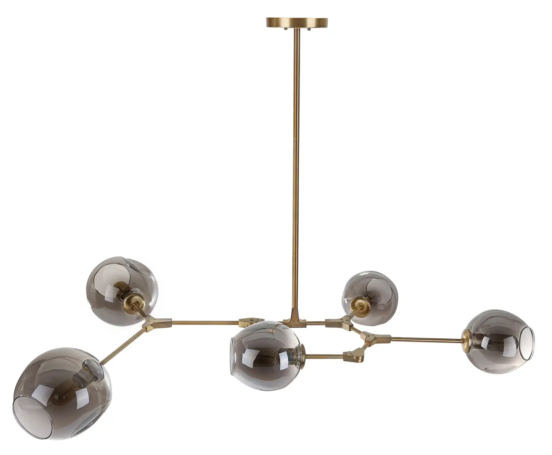 Corbett Five-Light Pendant in Greige, detail view