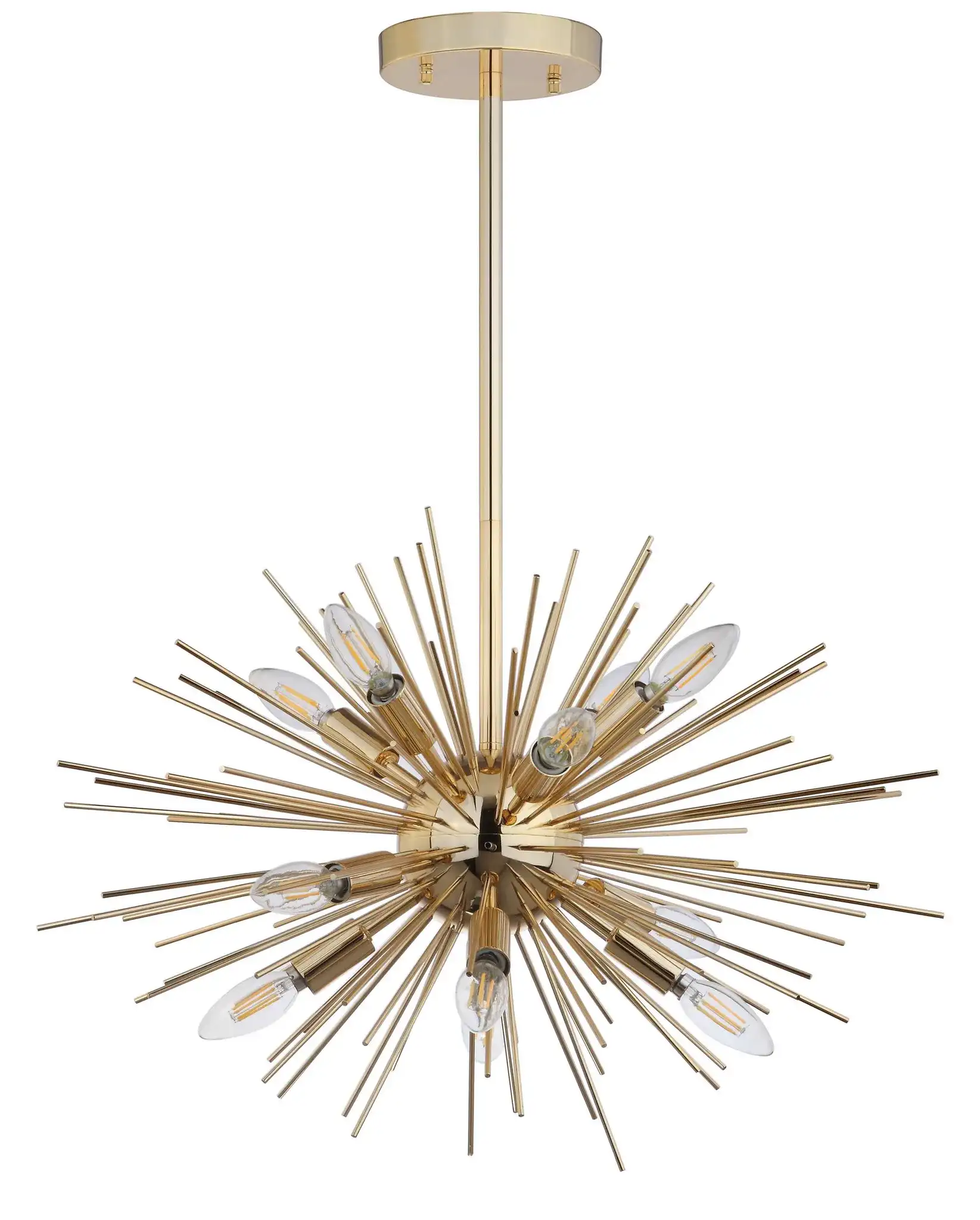 Zadie Twelve-Light Pendant in Gold, detail view