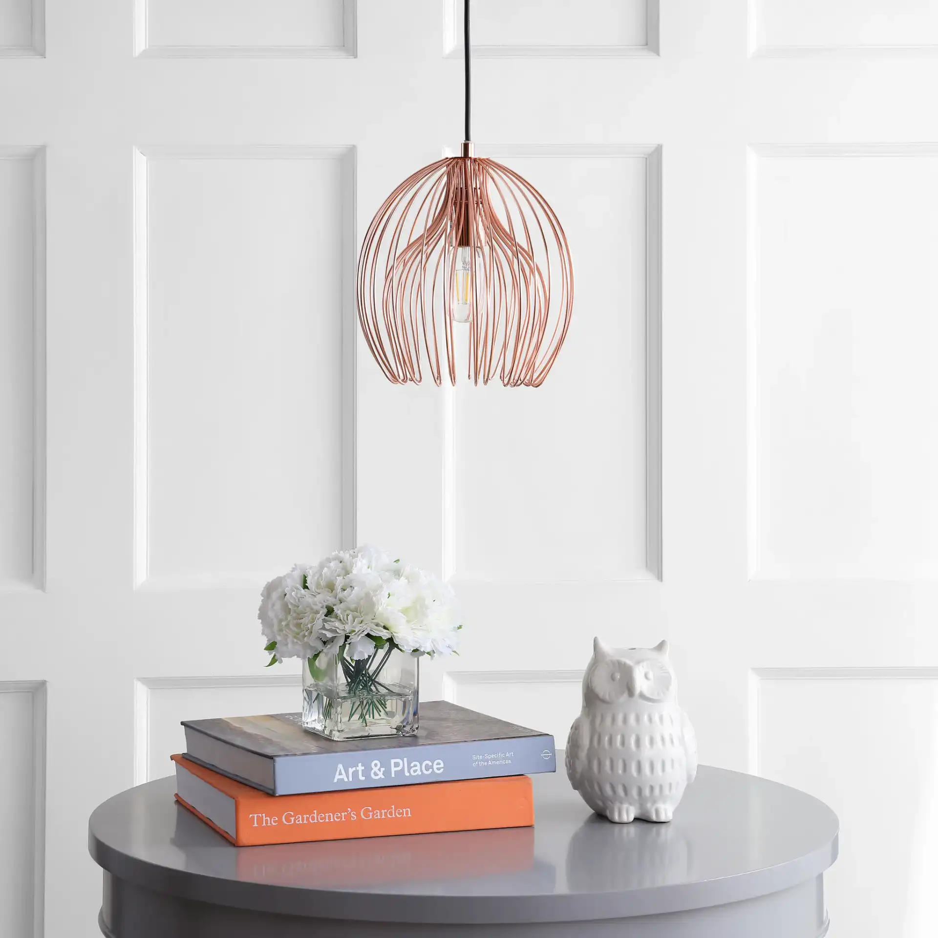 Deena Pendant in Copper in a styled room