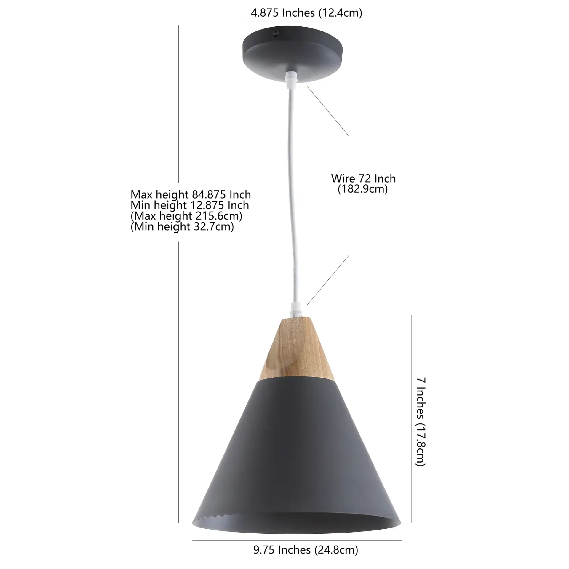 Cila Pendant in Gray, detail view