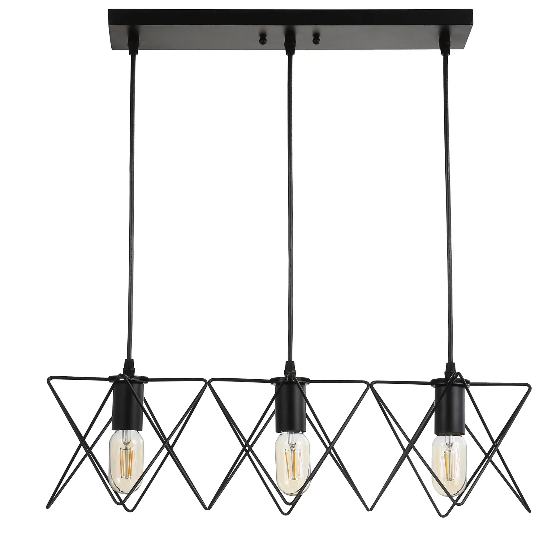 Pernille Three-Light Pendant in Black, detail view
