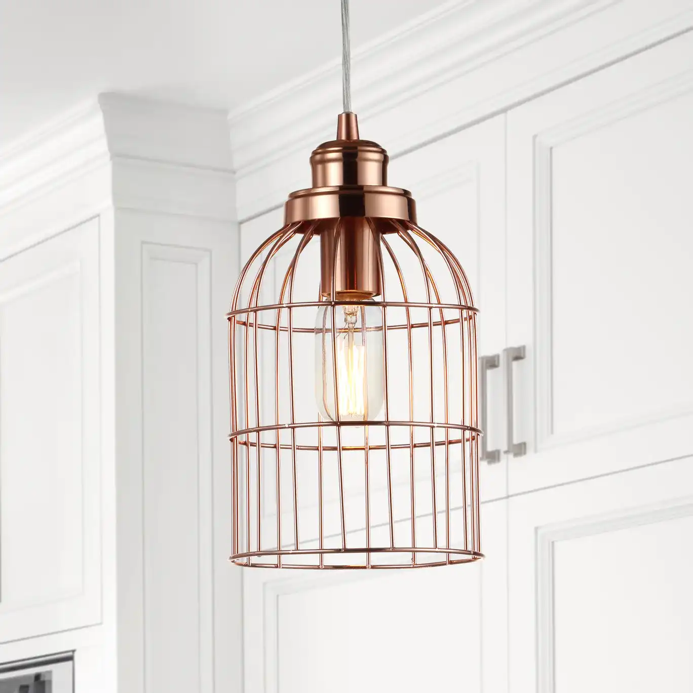 Cannelle Pendant in Copper in a styled room