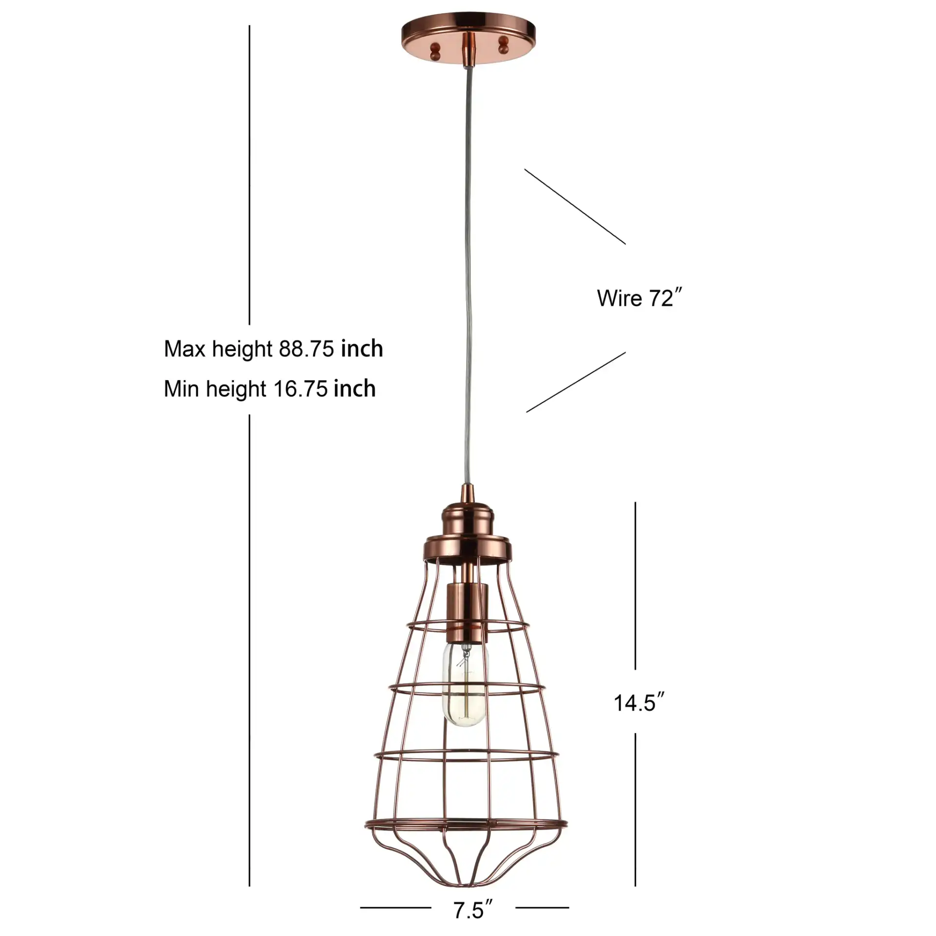 Henni Pendant in Copper, detail view