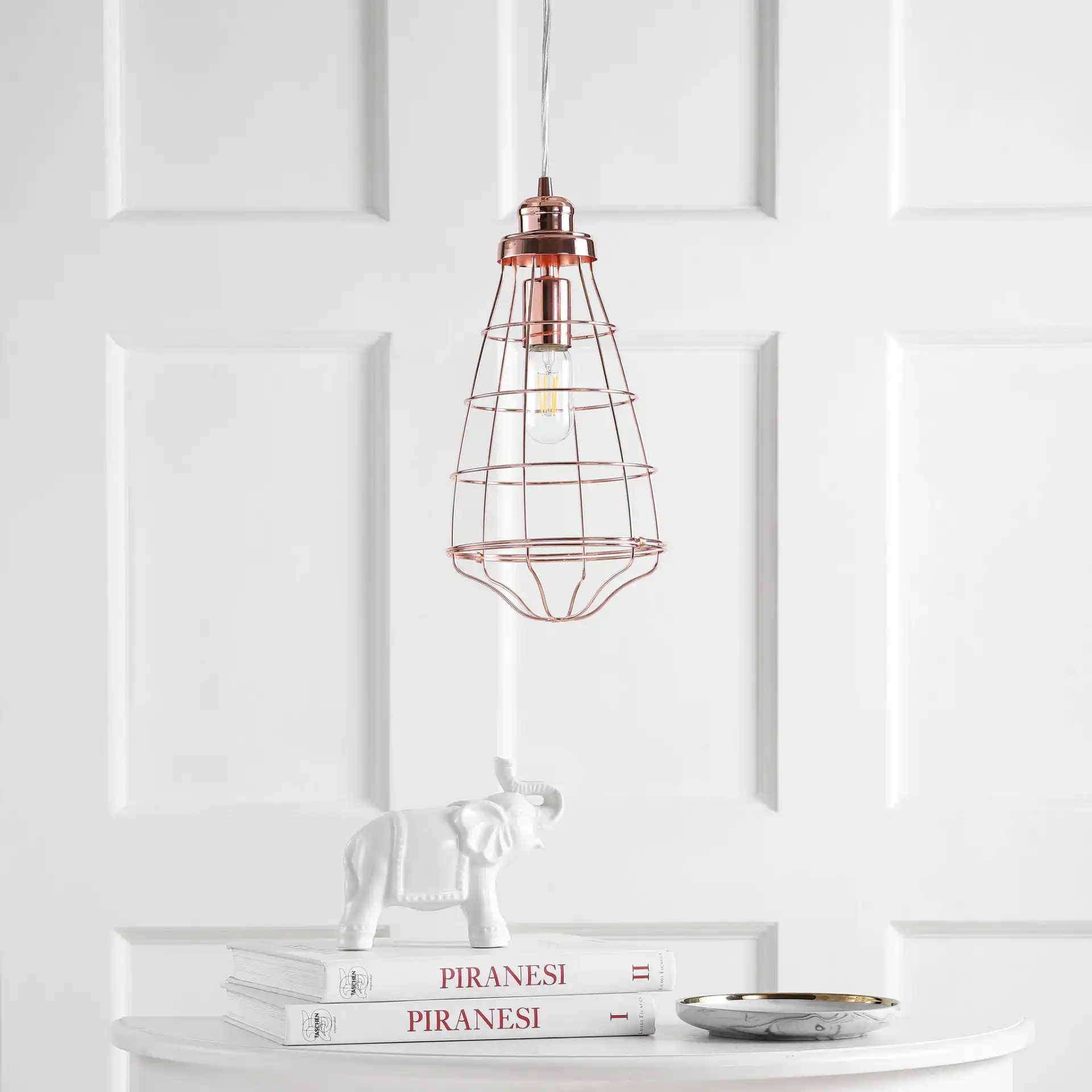 Henni Pendant in Copper in a styled room