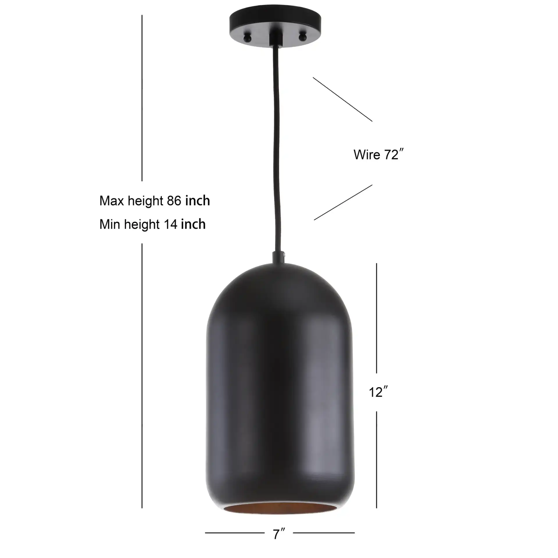 Carisir Pendant in Black, detail view