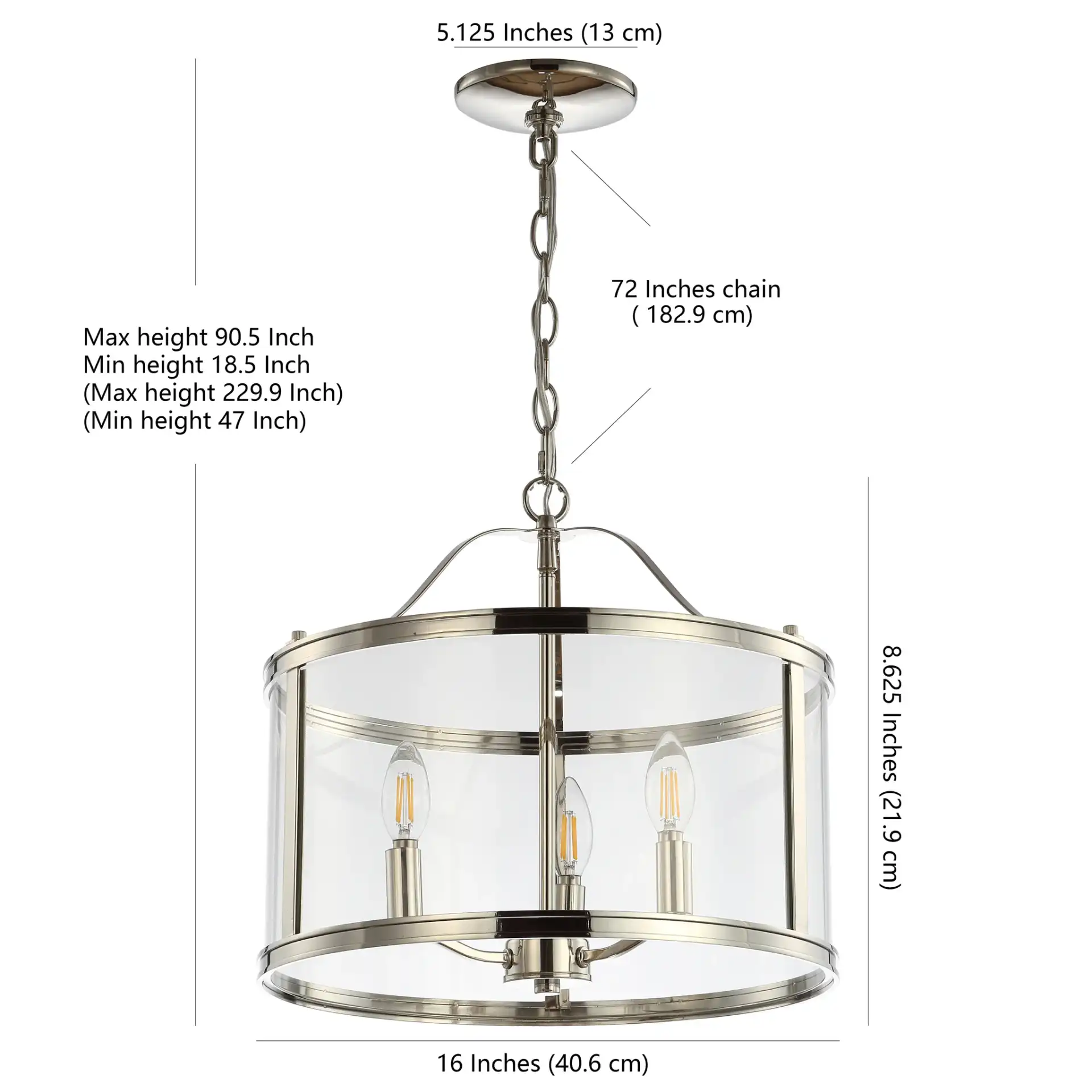 Jude Three-Light Pendant in Nickel, detail view