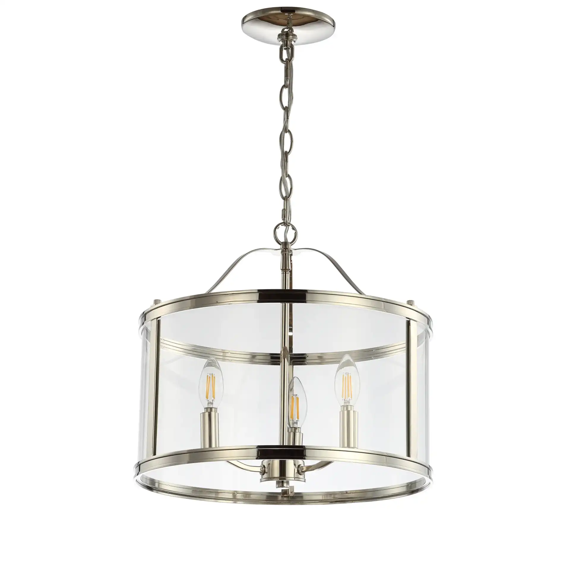 Jude Three-Light Pendant in Nickel, detail view
