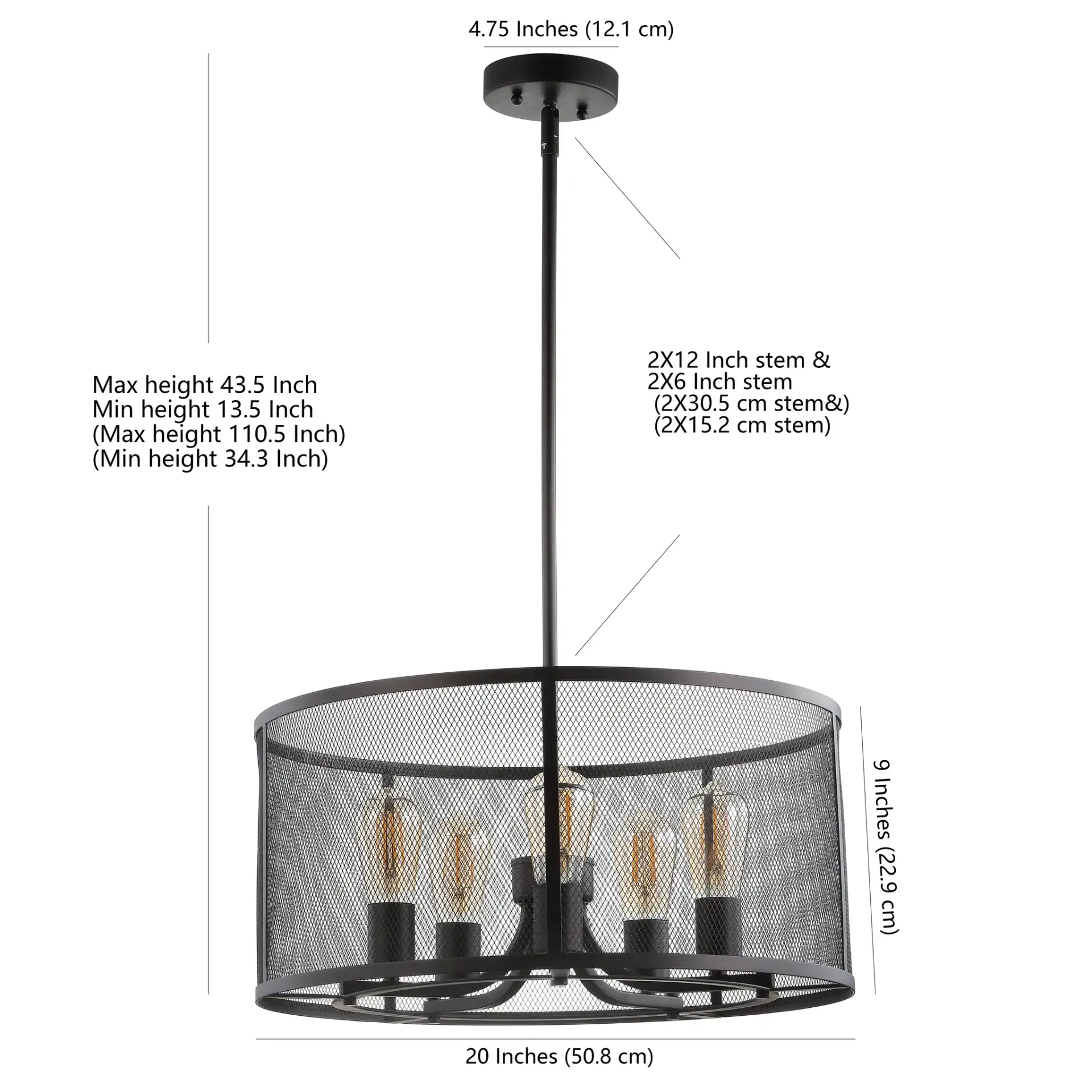 Kane Five-Light Pendant in Brass, detail view