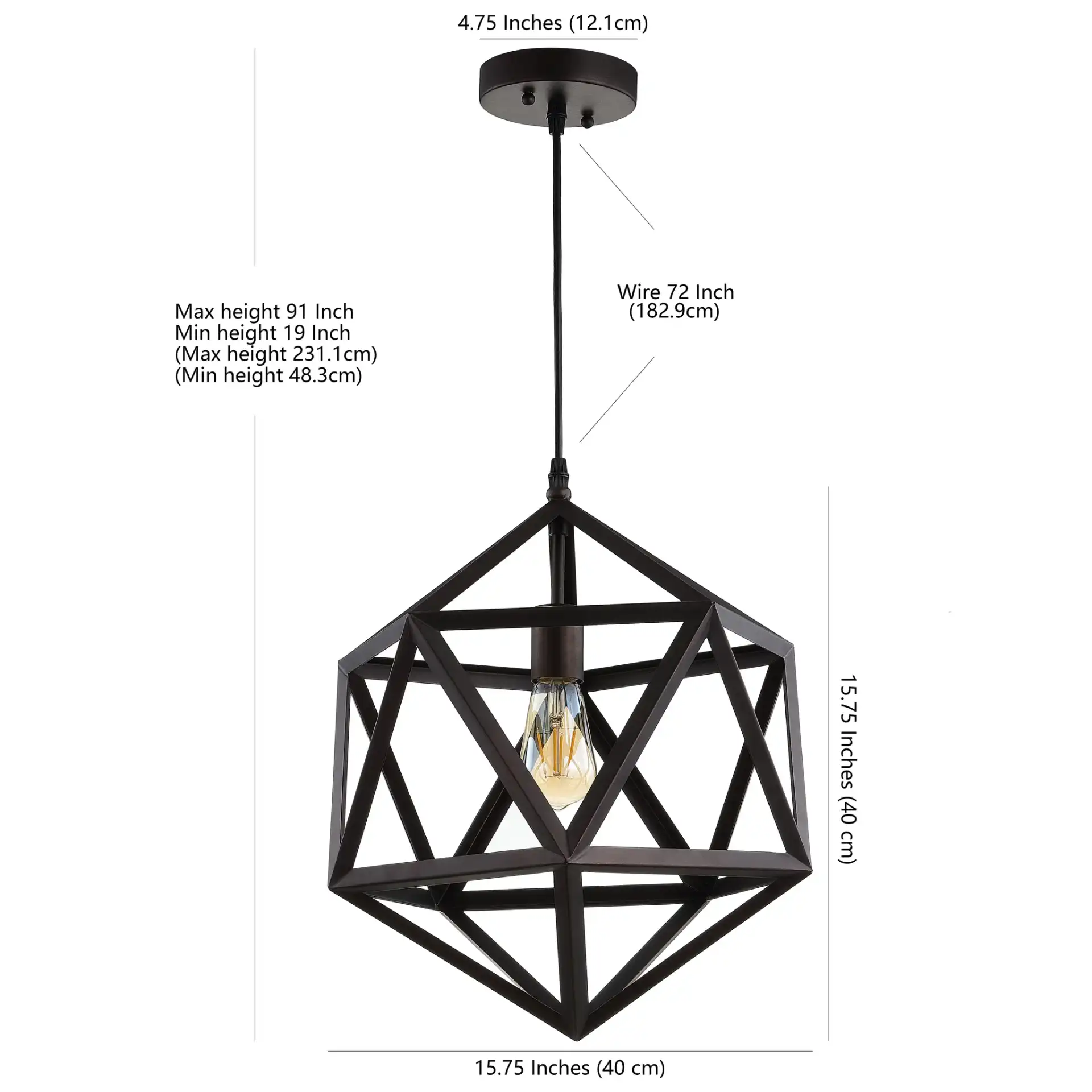 Sergio Pendant in Brass, detail view