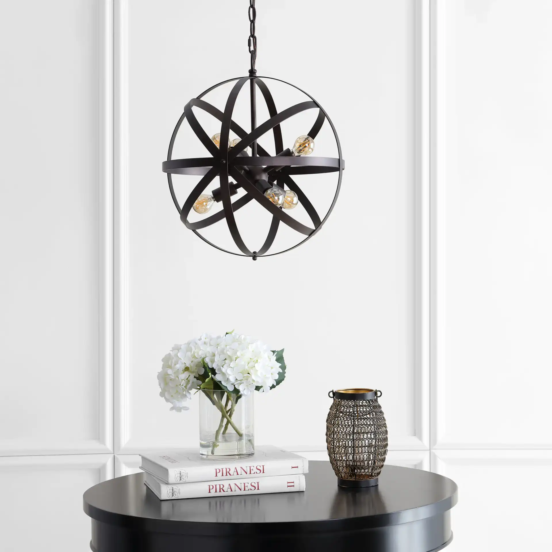 Brycen Six-Light Pendant in Brass in a styled room