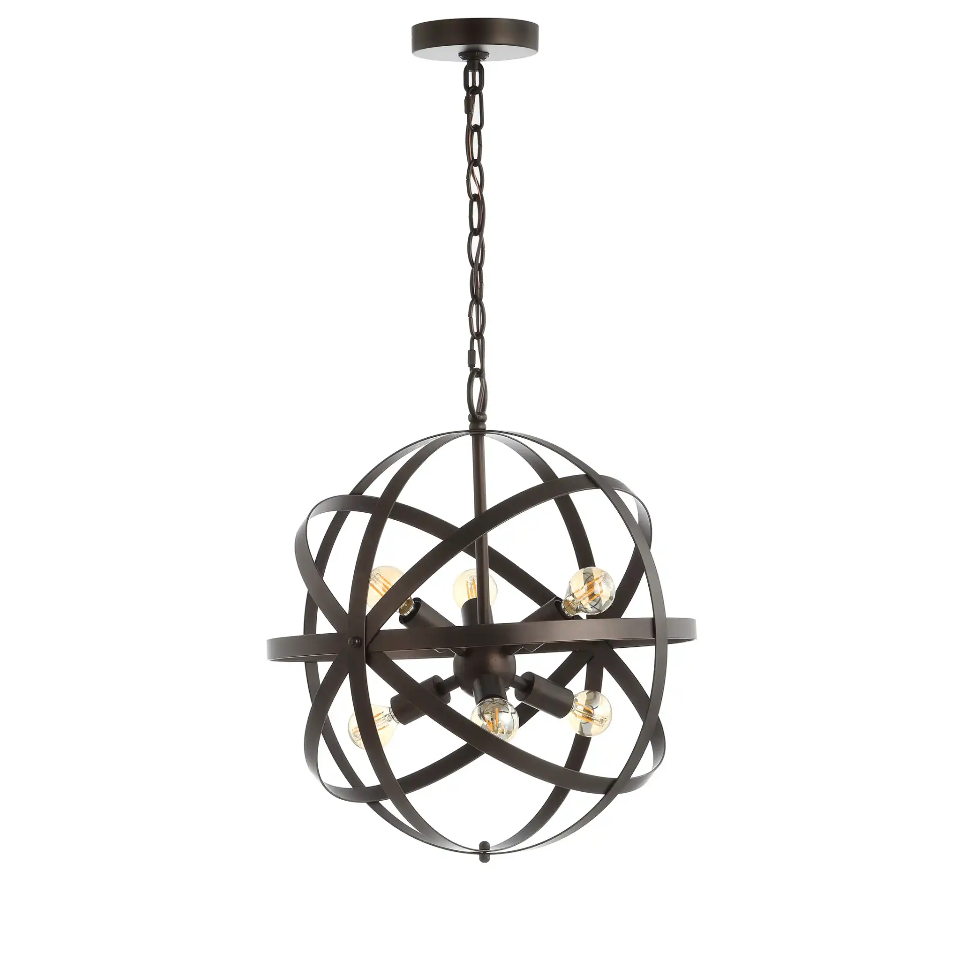 Brycen Six-Light Pendant in Brass, detail view