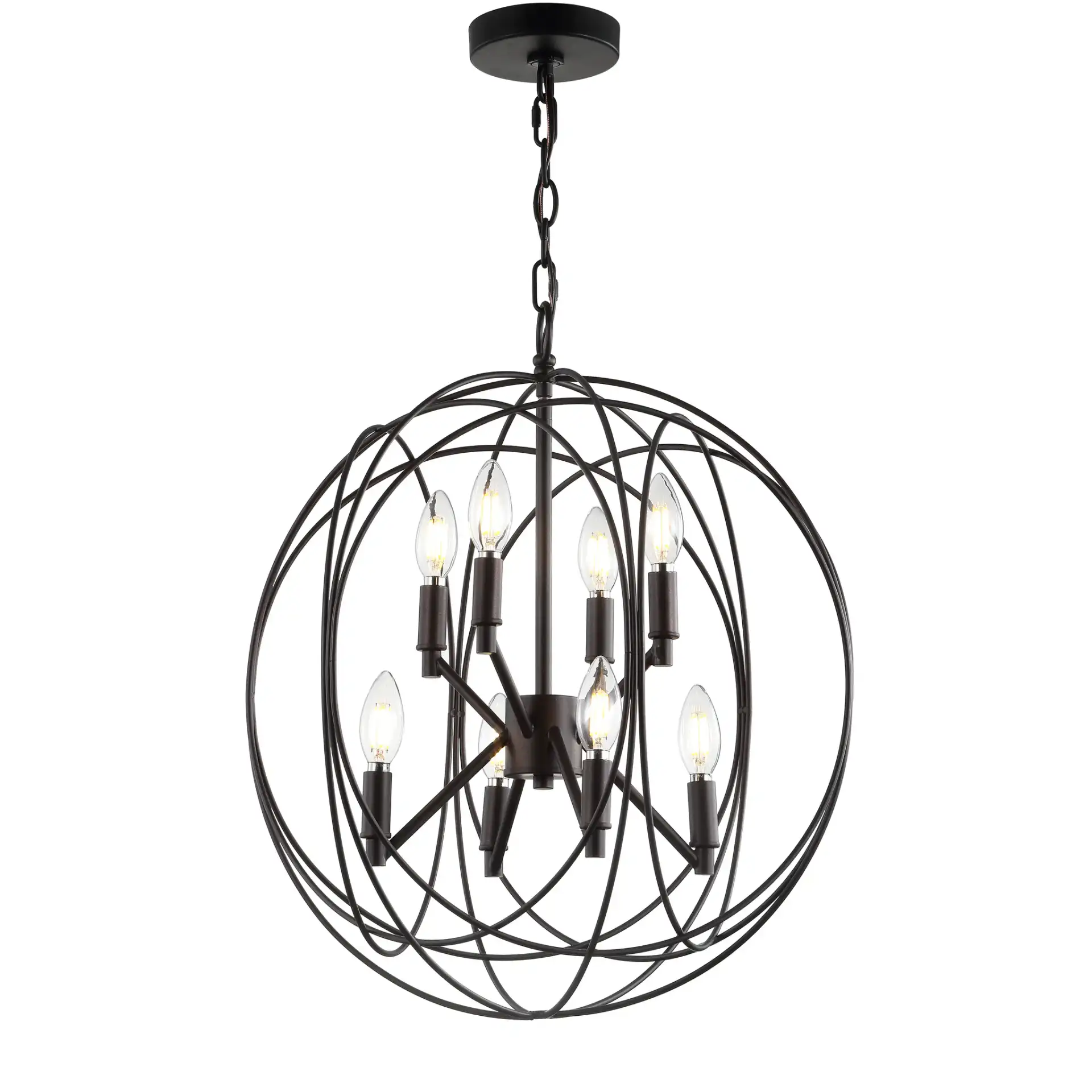 Raylon Eight-Light Pendant in Brass