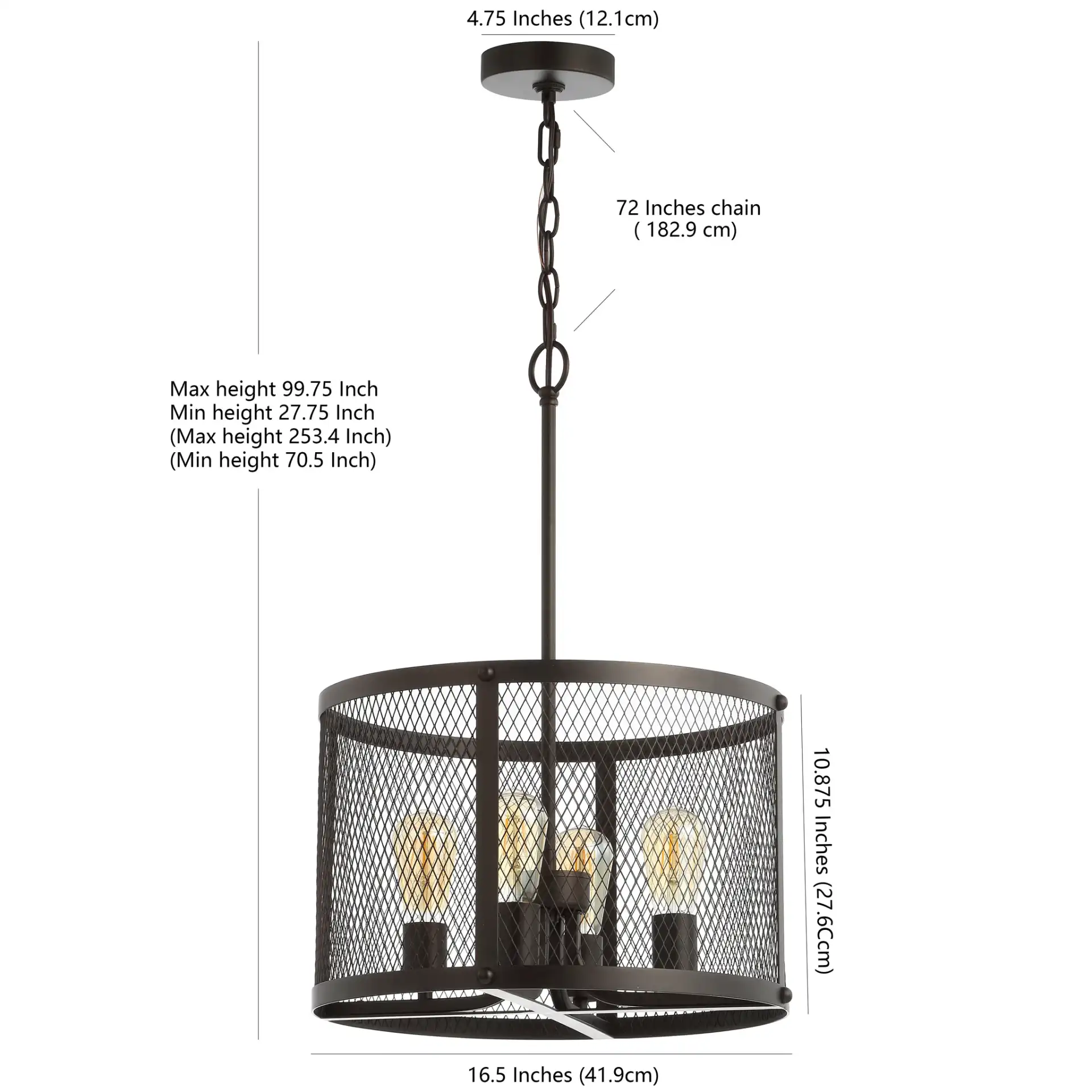 Sylas Four-Light Pendant in Dark Gray, detail view