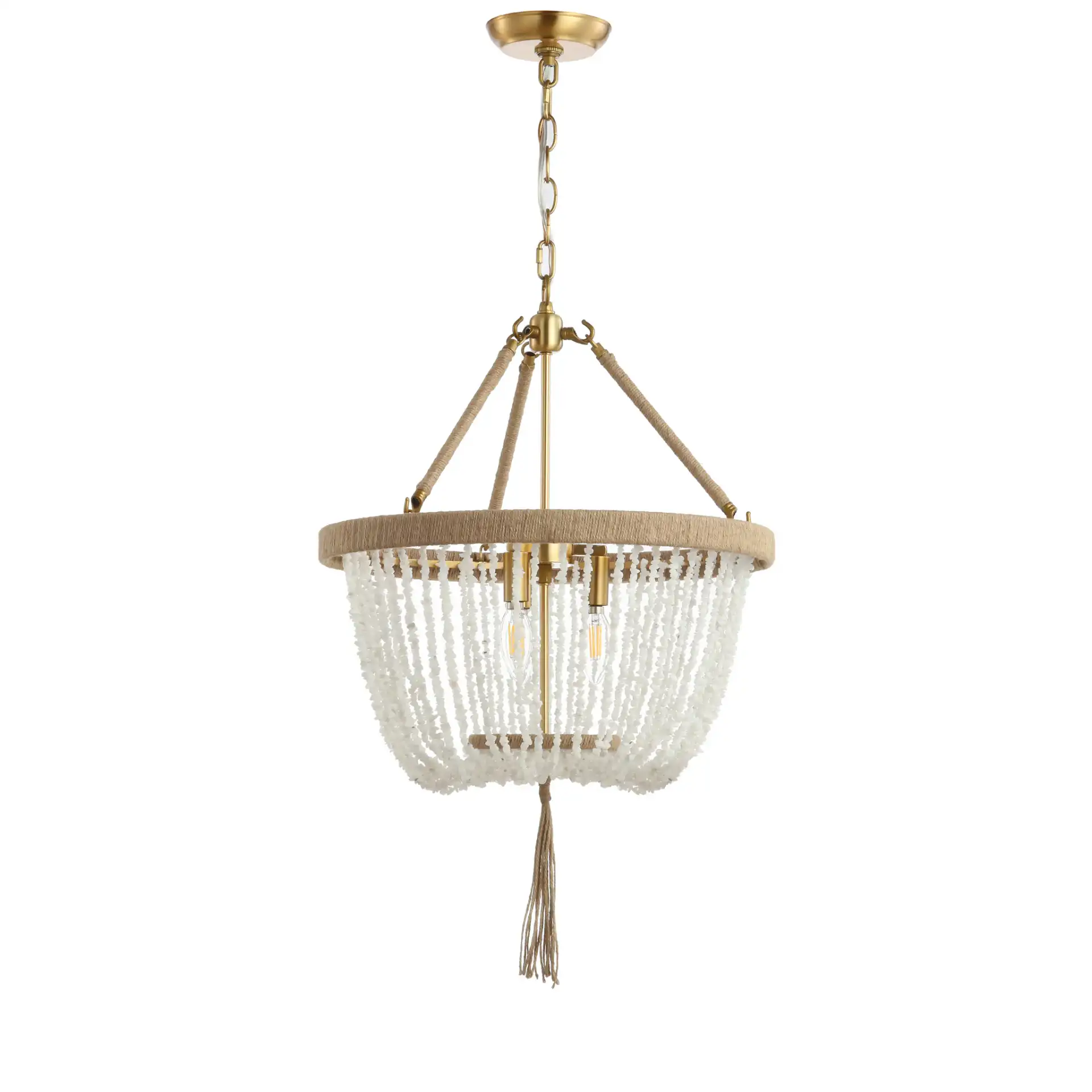 Cydney Three-Light Pendant in Brass Gold / White, detail view