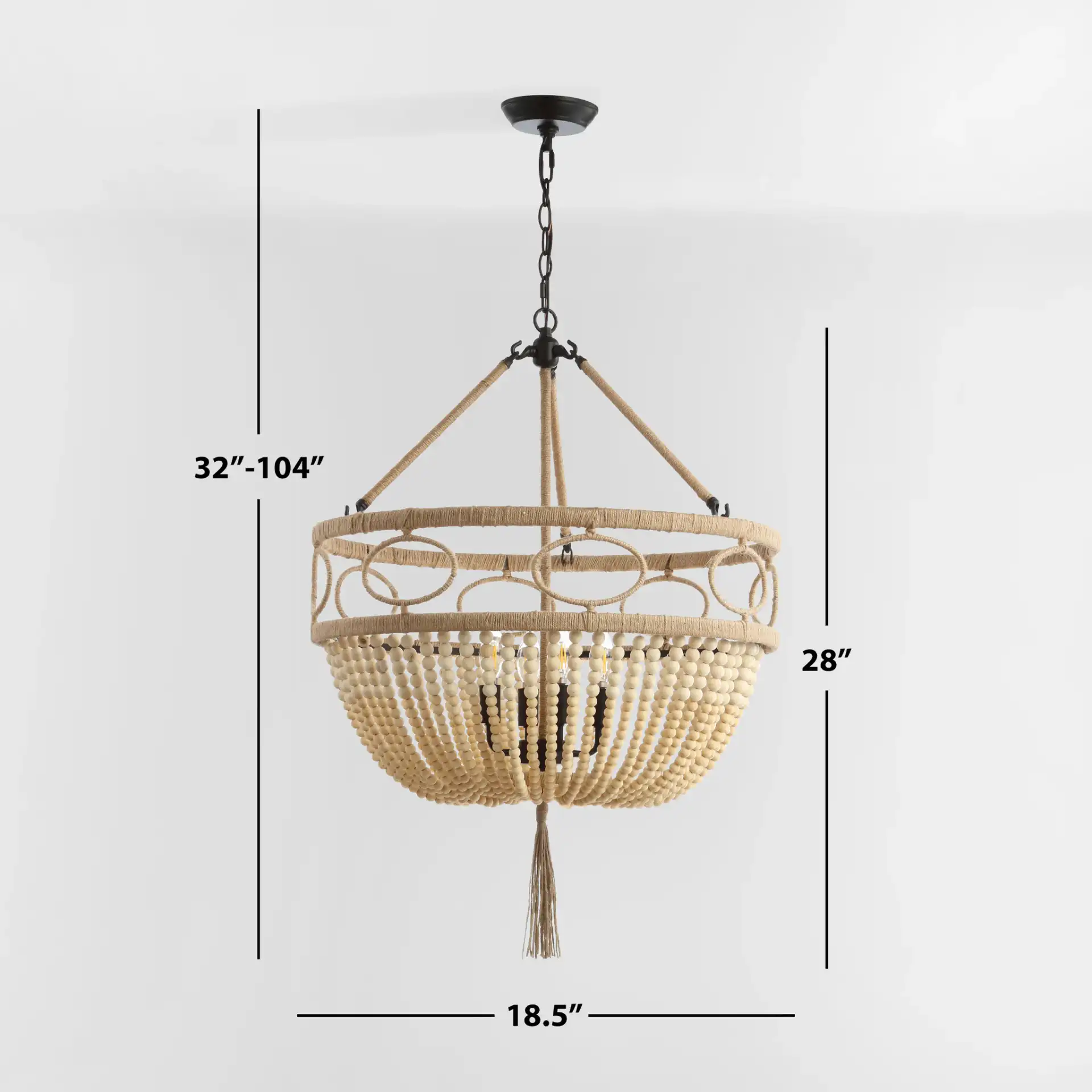 Whitley Four-Light Pendant in Natural / Bronze, detail view