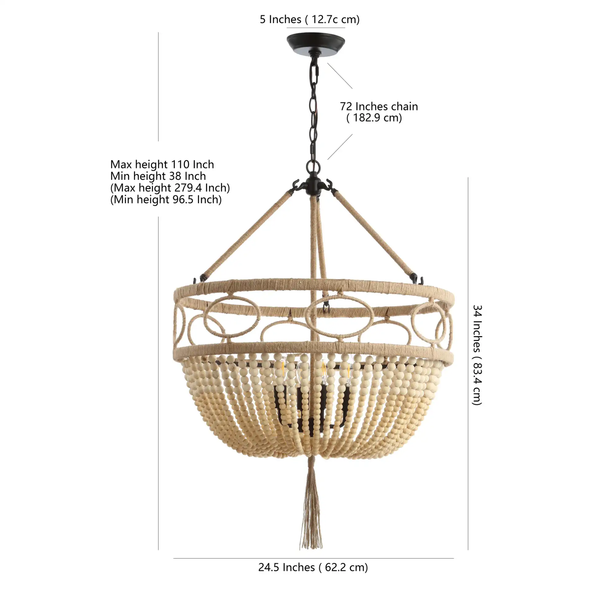 Whitley Four-Light Pendant in Natural / Bronze, detail view