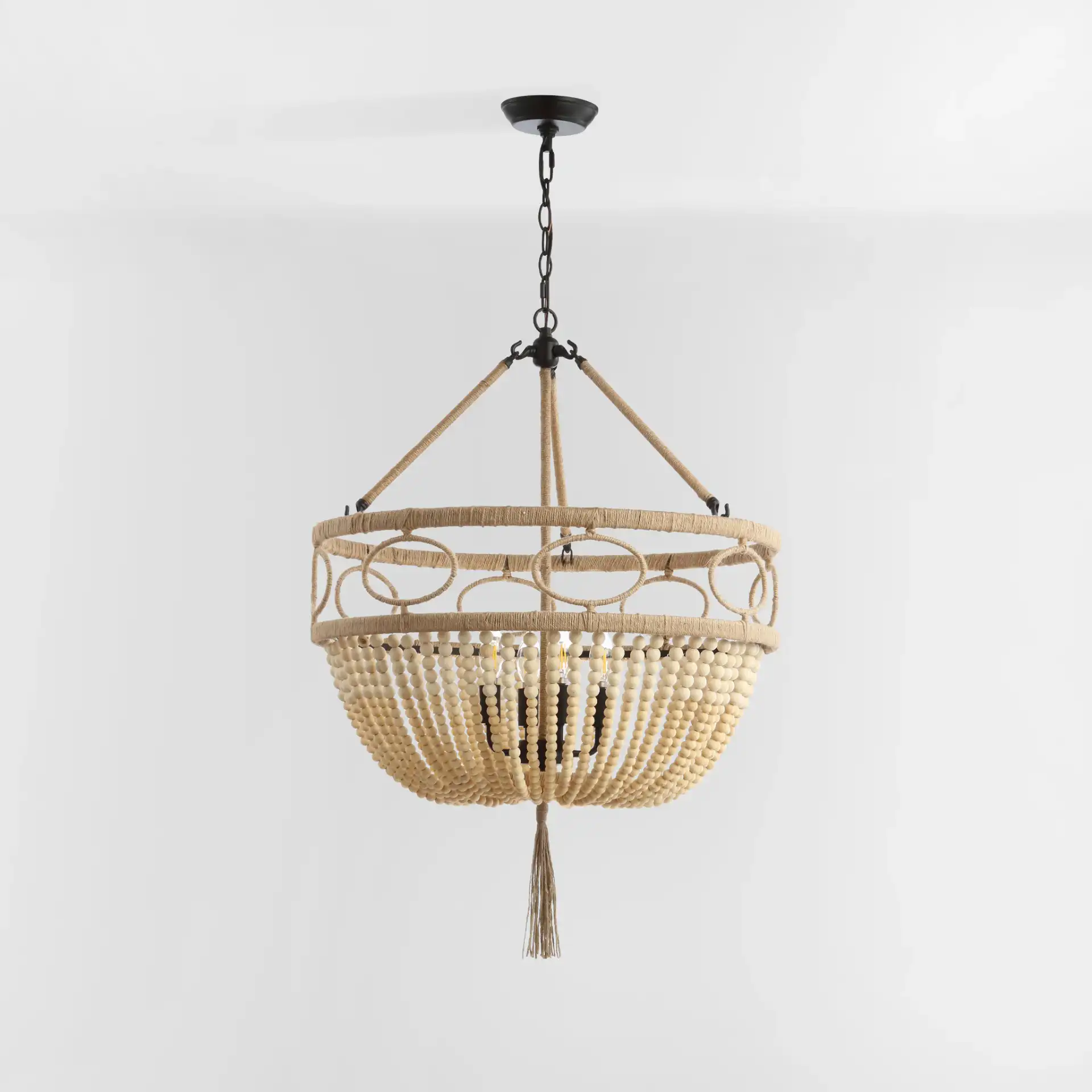 Whitley Four-Light Pendant in Natural / Bronze, detail view