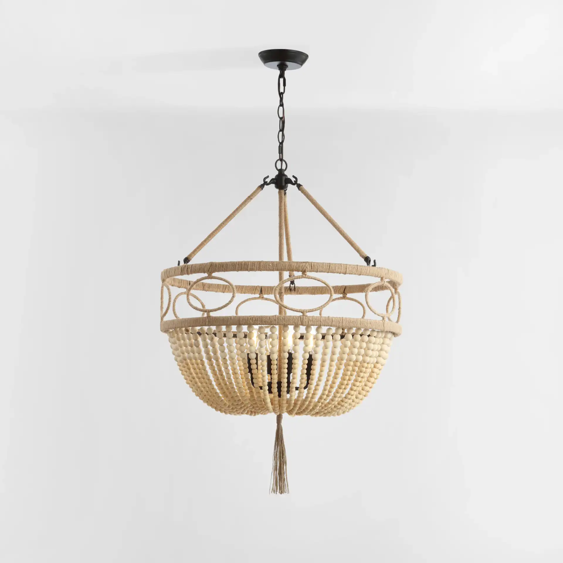 Whitley Four-Light Pendant in Natural / Bronze, detail view
