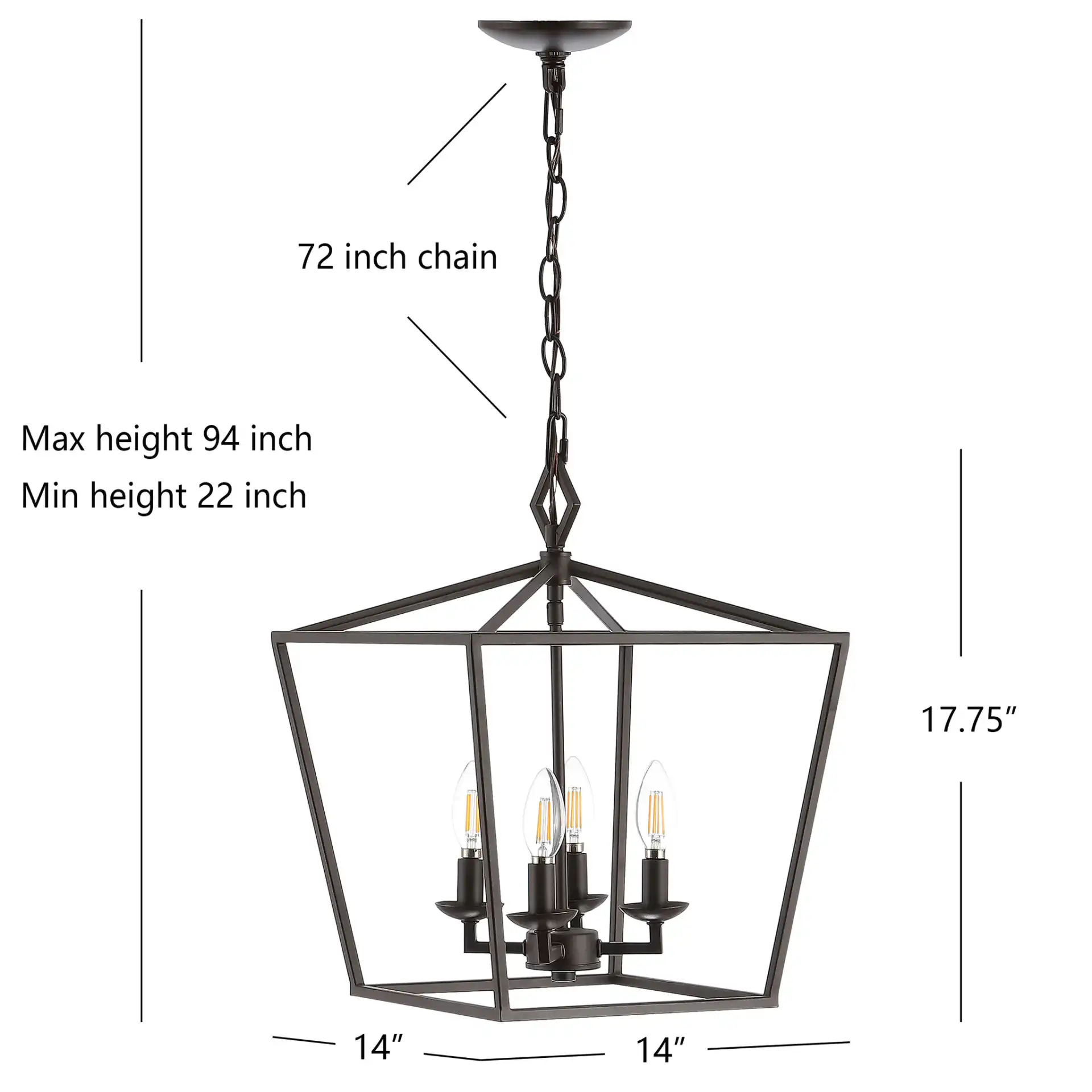 Rosalen Four-Light Pendant in Oil Rub Bronze, detail view