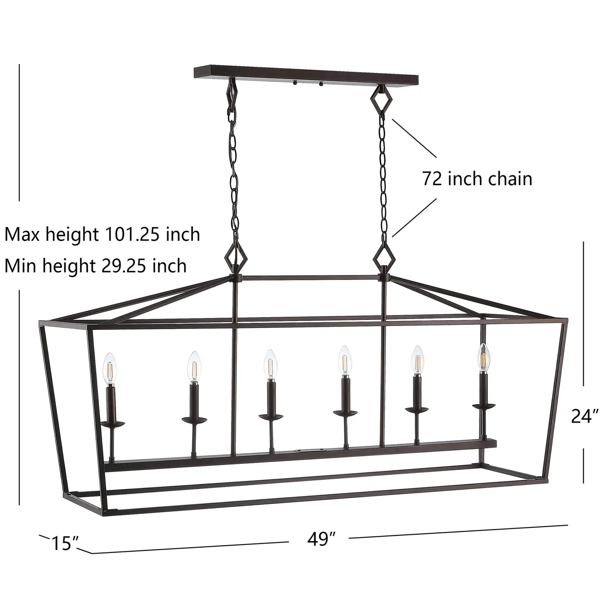 Prener Six-Light Pendant in Oil Rubbed Bronze (Black), detail view