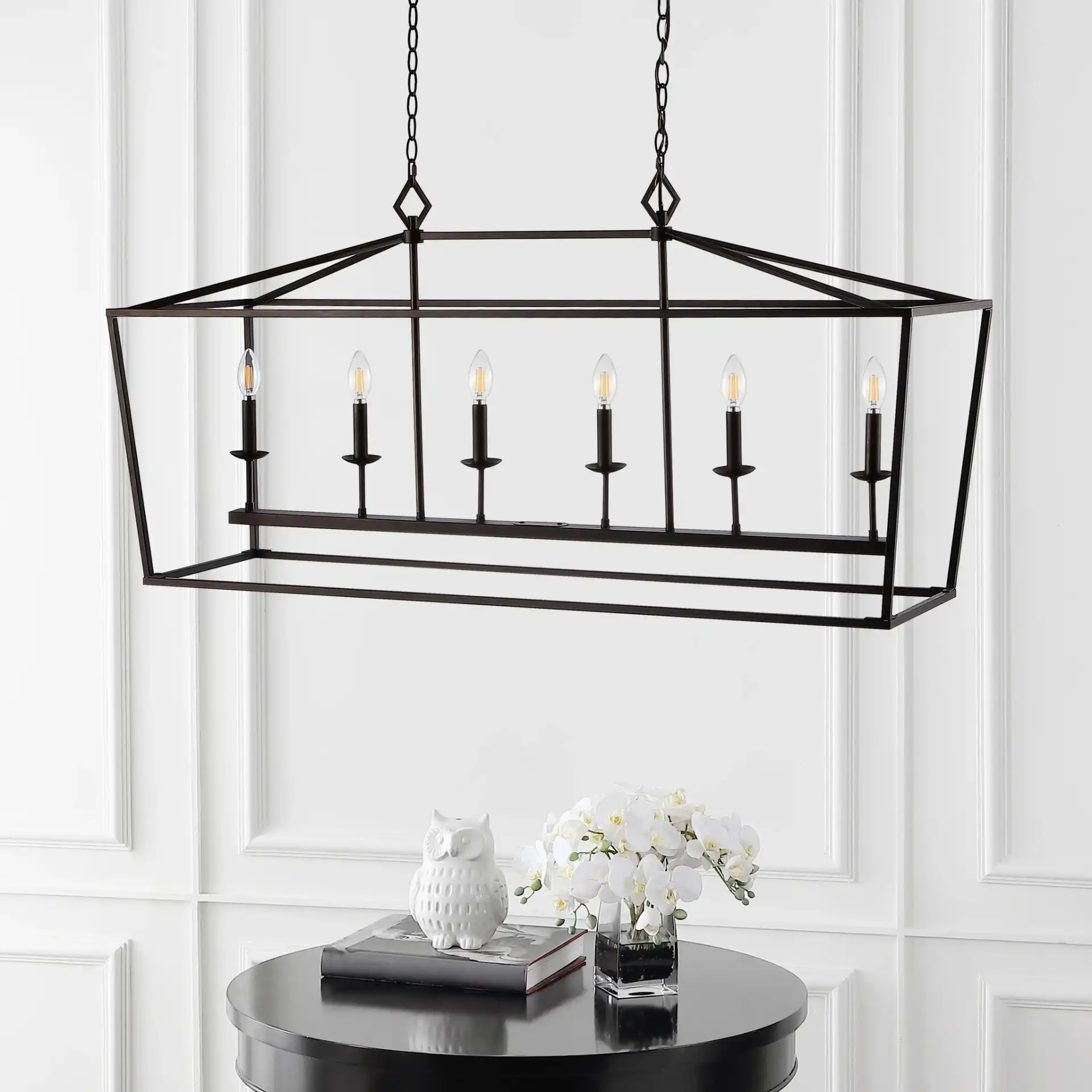 Prener Six-Light Pendant in Oil Rubbed Bronze (Black) in a styled room