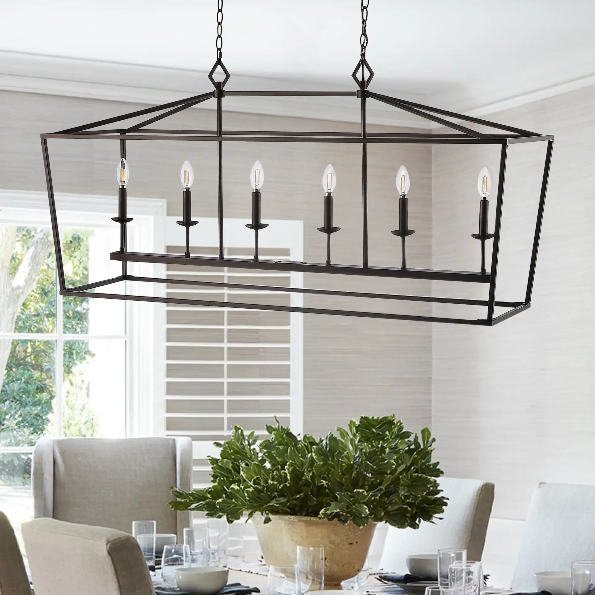 Prener Six-Light Pendant in Oil Rubbed Bronze (Black), detail view