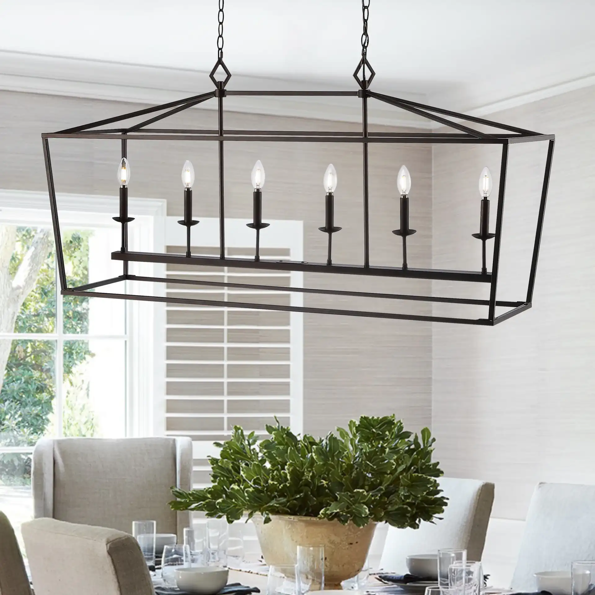 Prener Six-Light Pendant in Oil Rubbed Bronze (Black) in a styled room