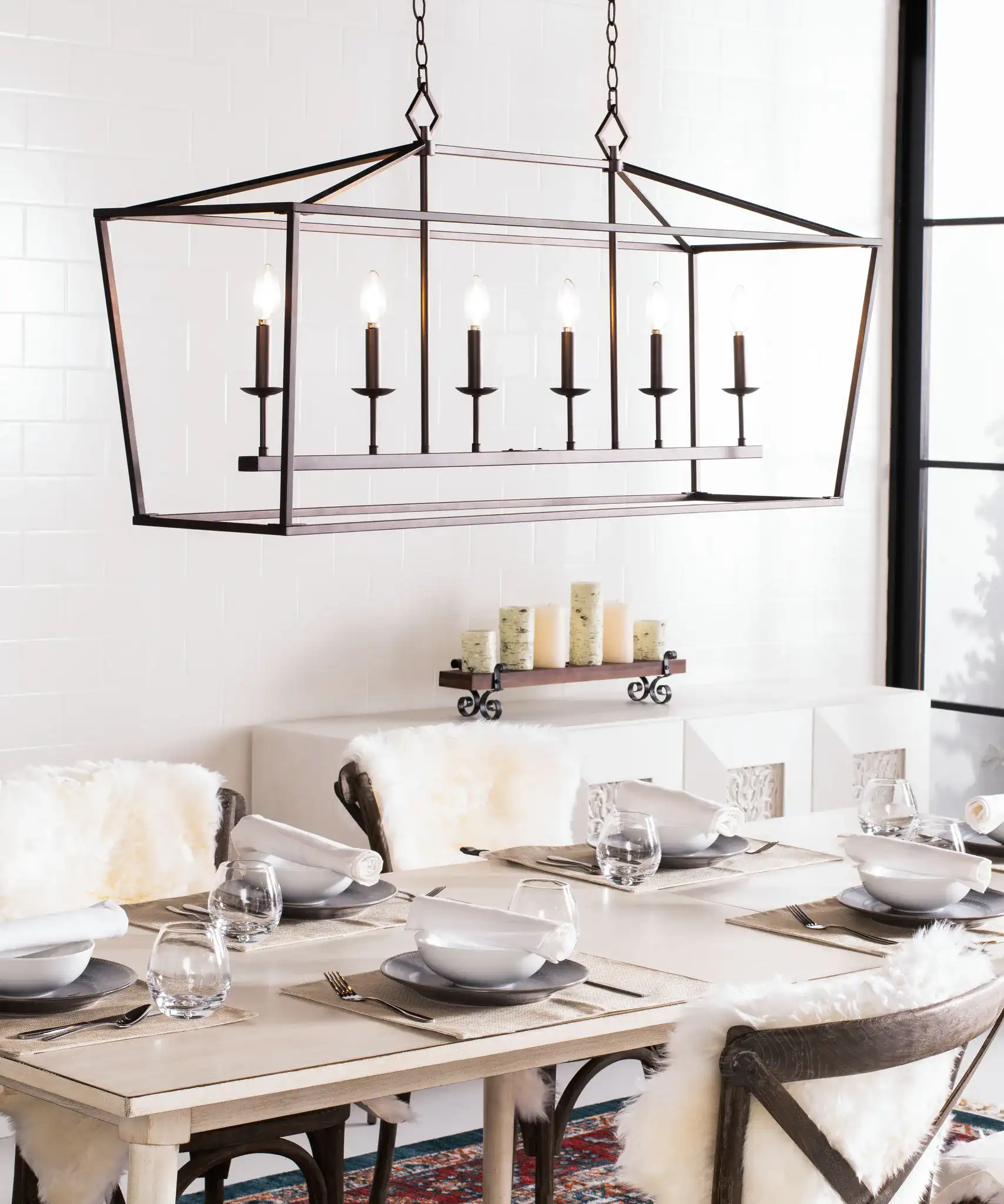 Prener Six-Light Pendant in Oil Rubbed Bronze (Black) in a styled room