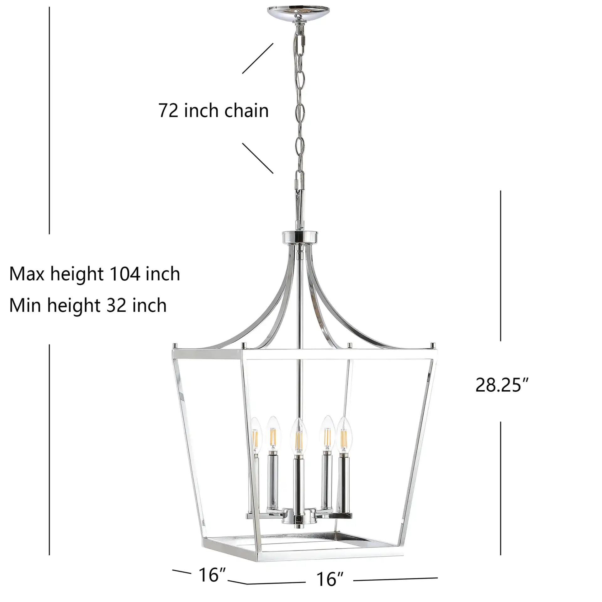 Kenris Five-Light Pendant in Chrome, detail view